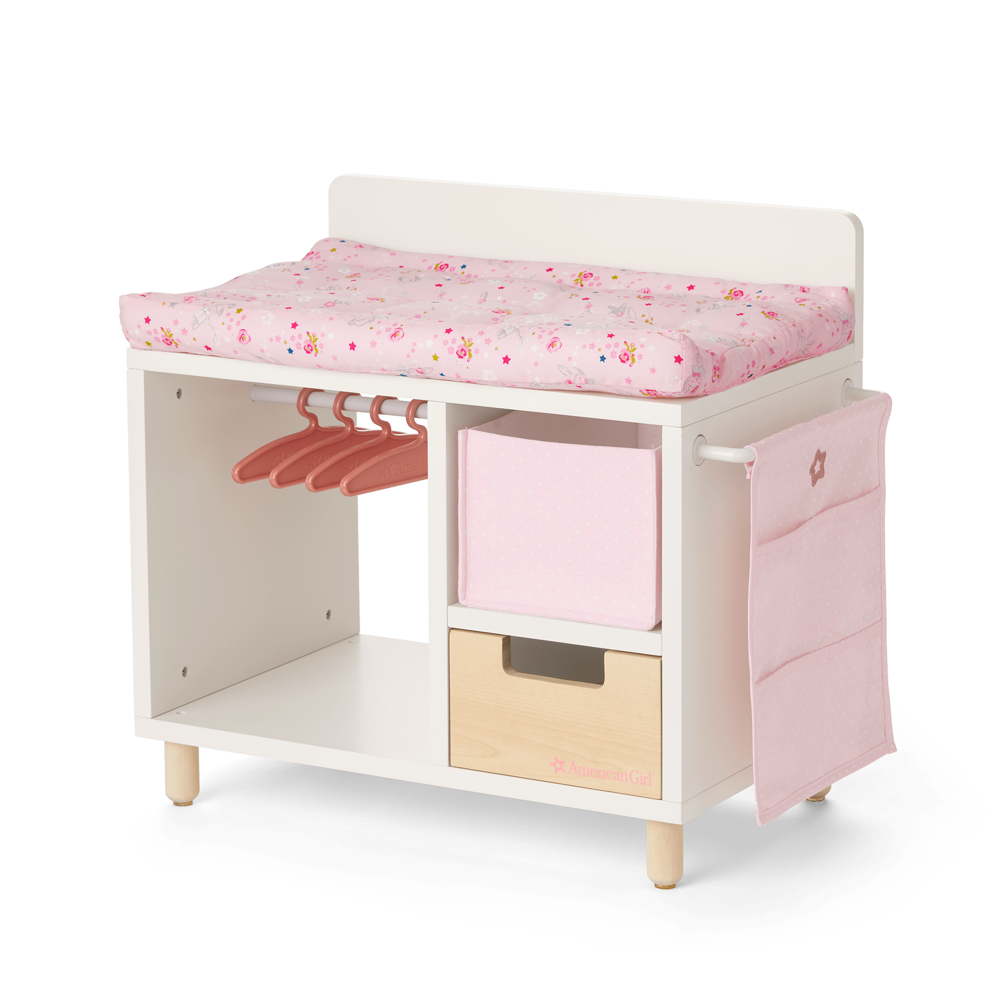 Modern Changing Table with Storage & Floral Pad | Dots & Blooms