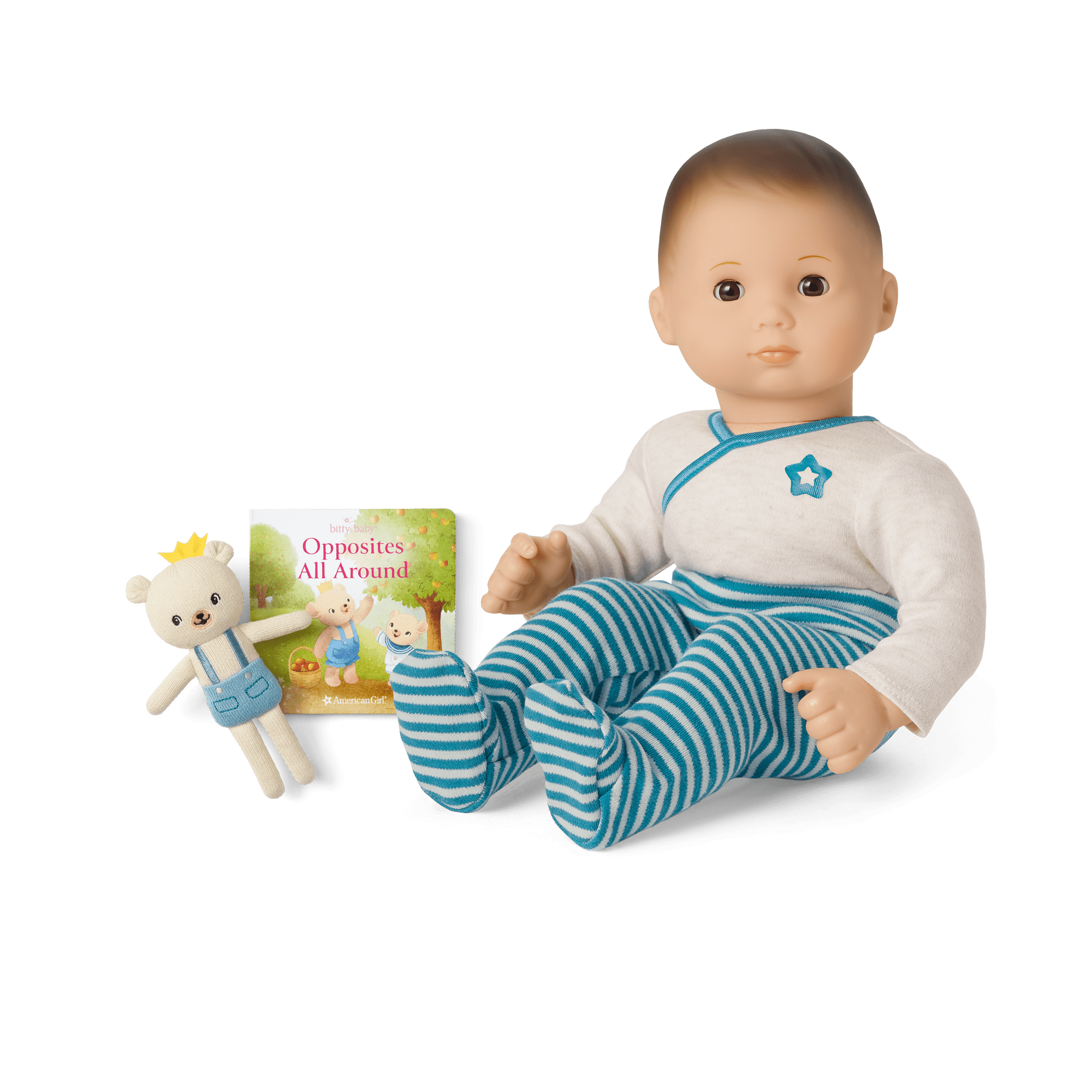 Bitty Baby Doll with Bear Friend & Board Book | Soft Blue Outfit