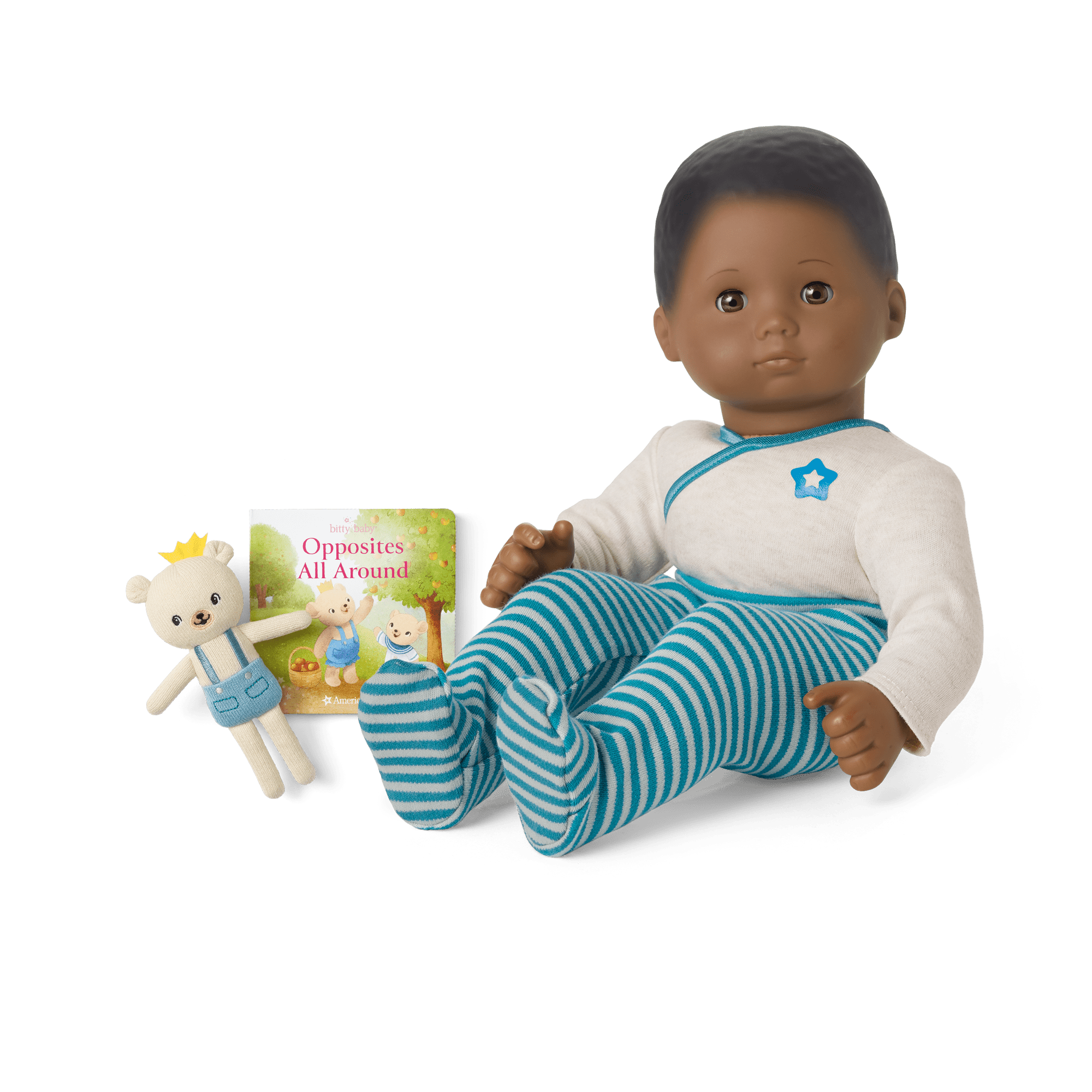 Bitty Baby Doll in Soft Blue with Bear Friend & Book | American Girl