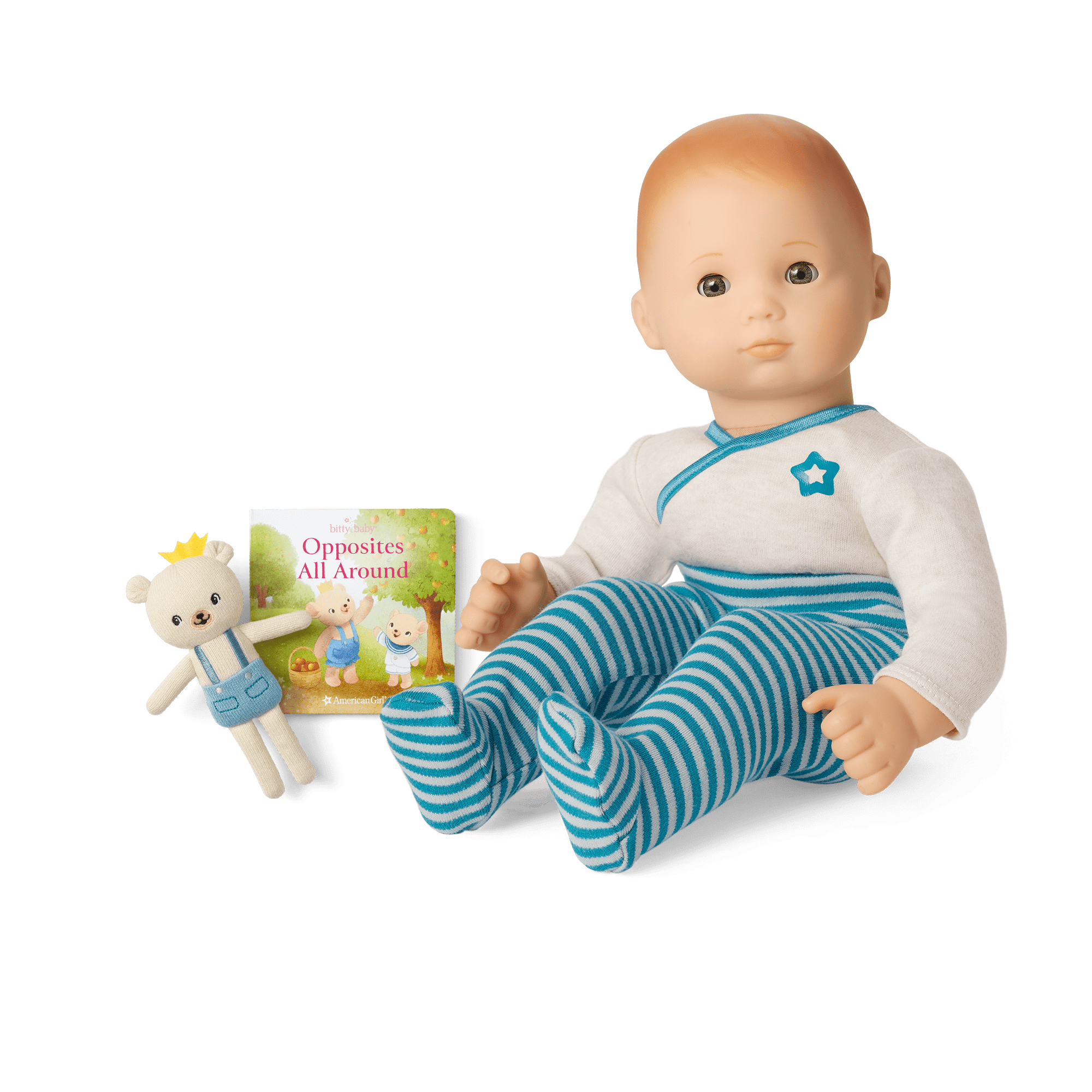 Bitty Baby Doll with Bear Friend & Board Book | Soft Blue Outfit