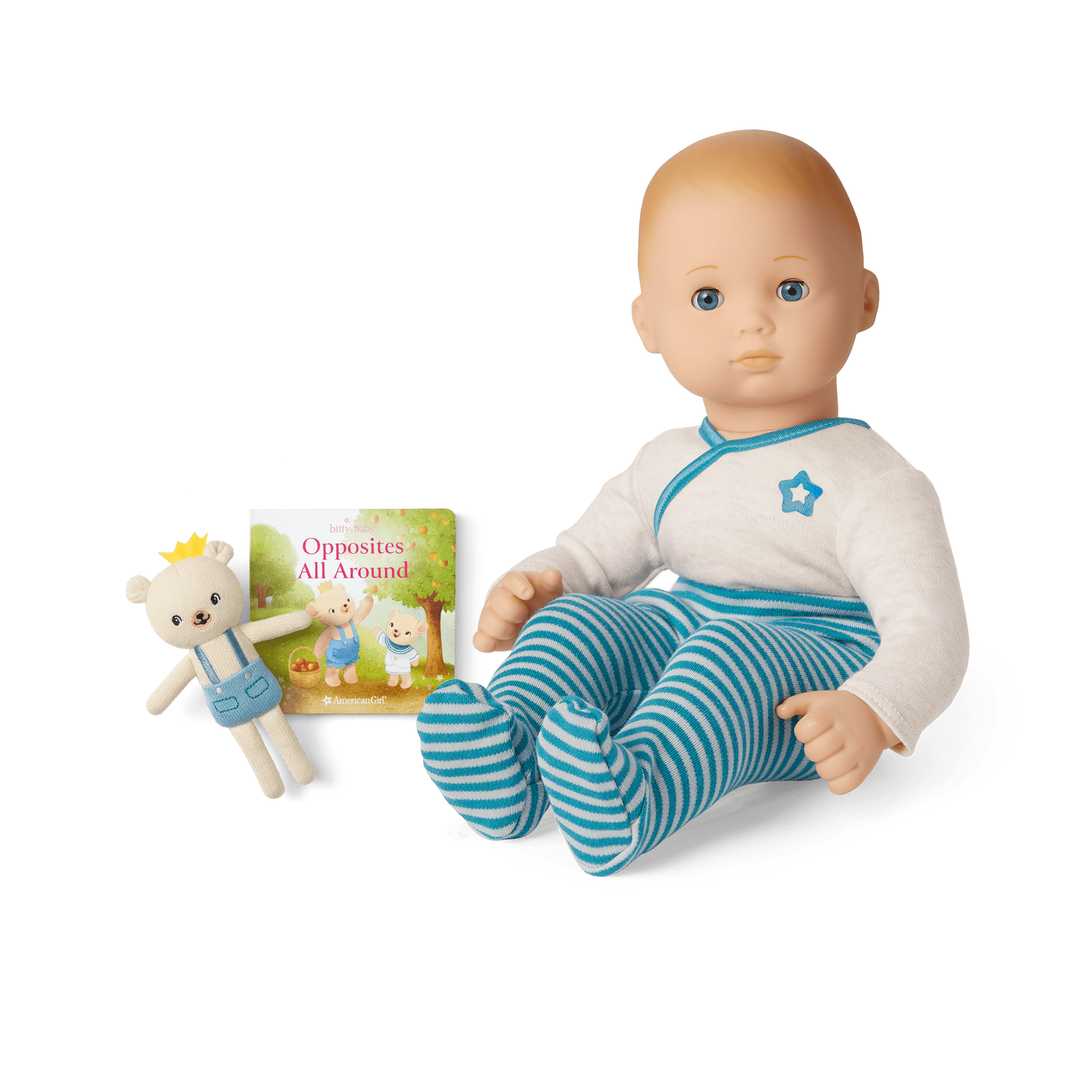 Bitty Baby Doll with Blue Outfit & Bear Friend | American Girl