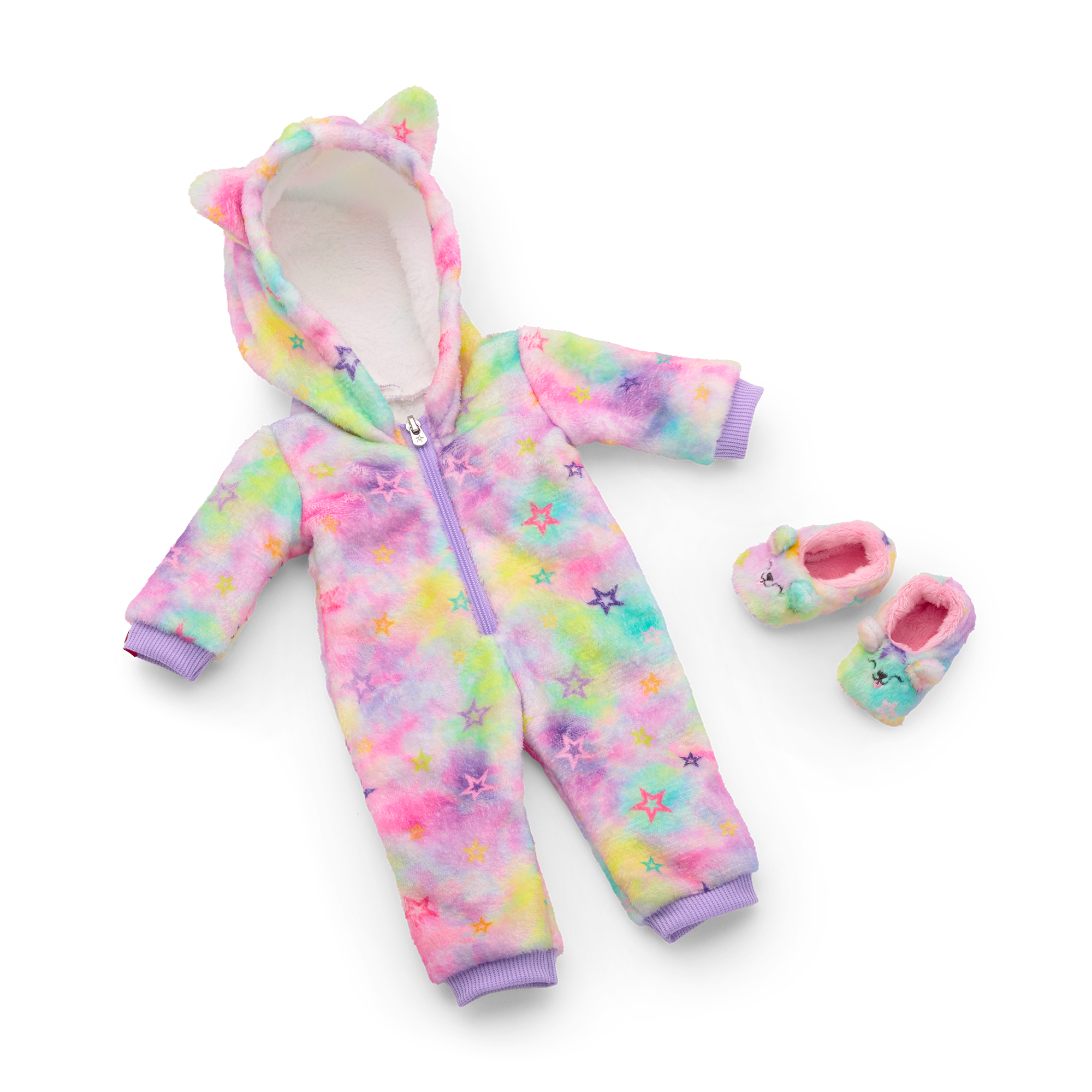 Rainbow Hooded Pajamas for 18-inch Dolls | Summer’s Stars & Snuggles