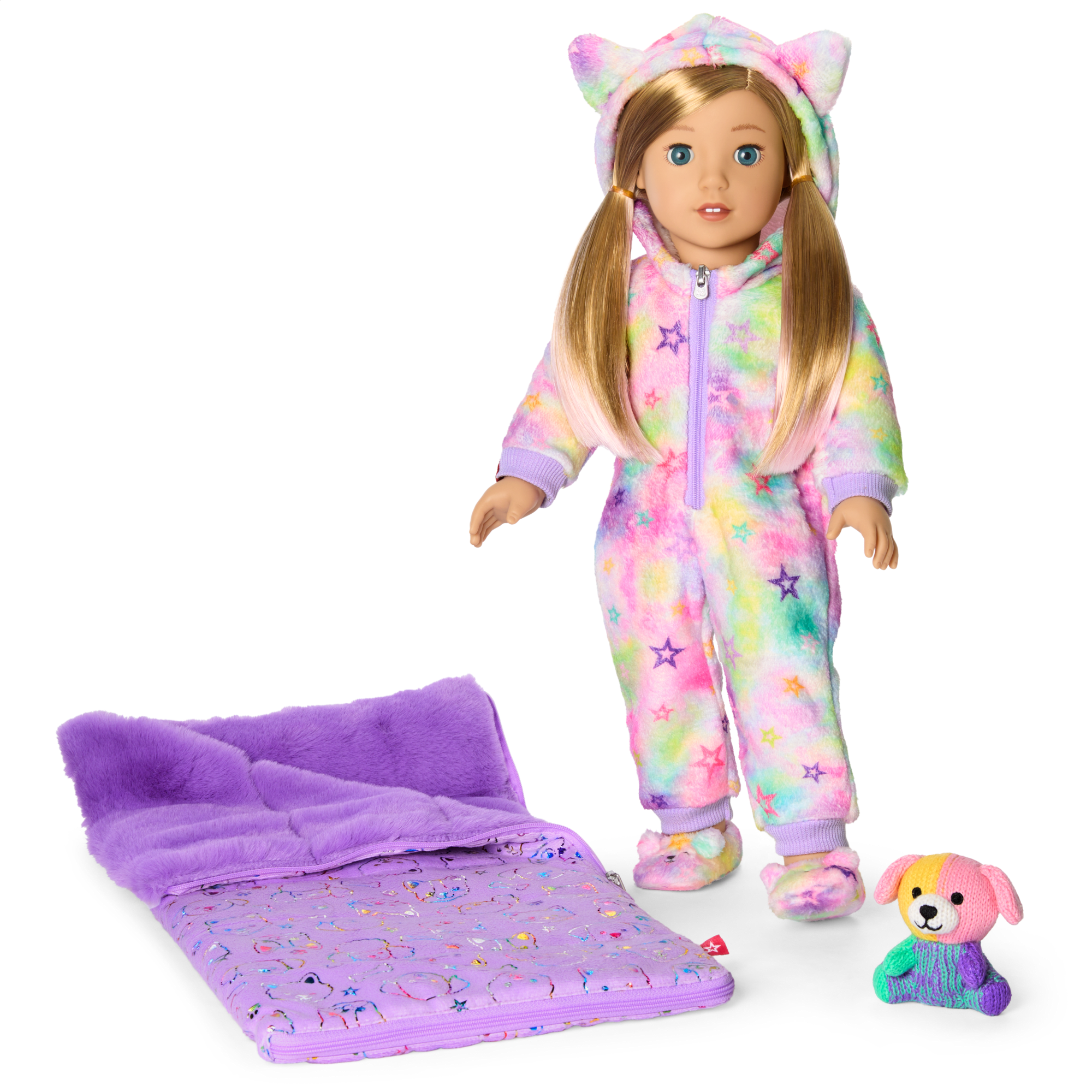 Rainbow Hooded Pajamas for 18-inch Dolls | Summer’s Stars & Snuggles
