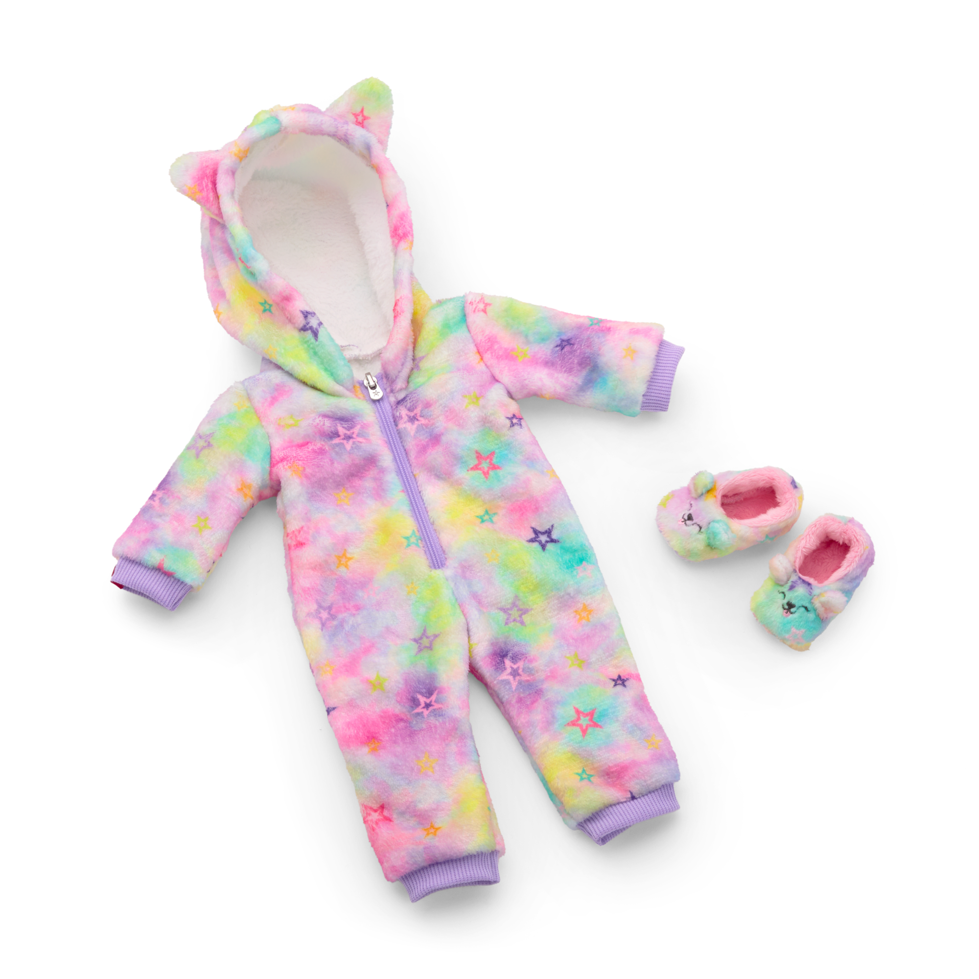 Rainbow Hooded Pajamas for 18-inch Dolls | Summer’s Stars & Snuggles