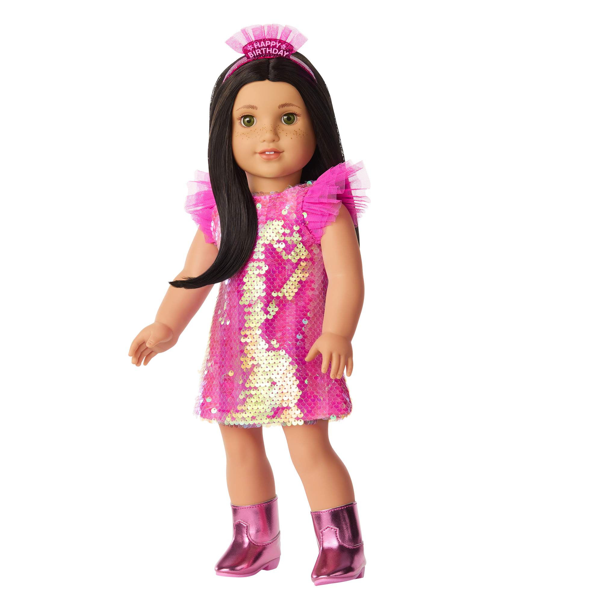 Happy Birthday Outfit for 18-inch Dolls | Pink Party Dress & Accessories
