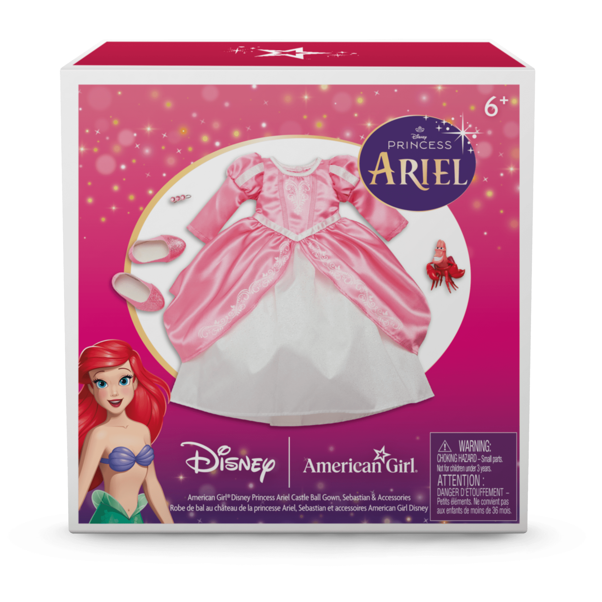 Disney Princess Ariel Pink Ball Gown & Accessories for 18-inch Dolls | American Girl