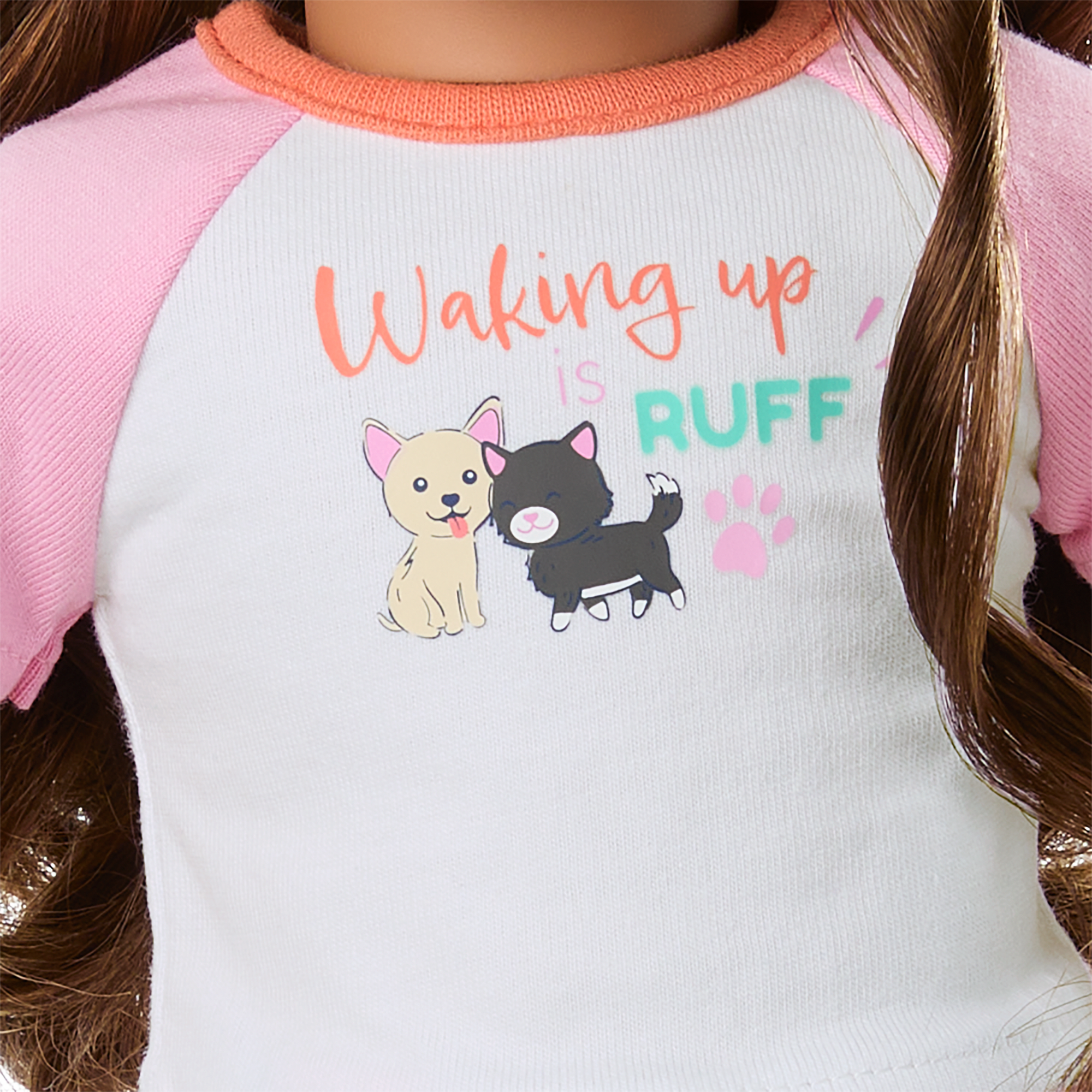 Cozy Puppy & Kitty Pajama Set for 18-inch Dolls | Waking Up Is Ruff