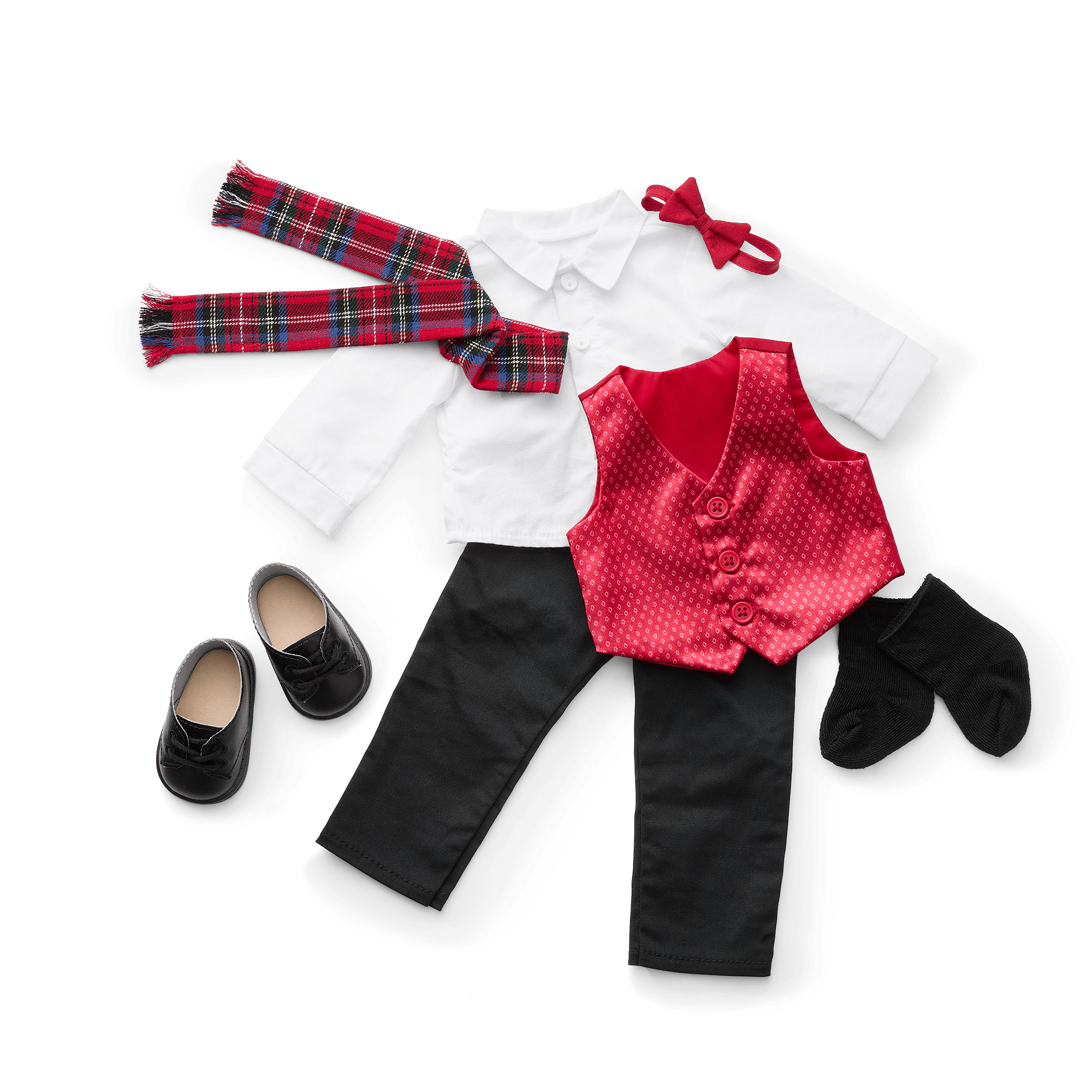 Plaid Holiday Outfit for 18-inch Dolls | Festive Dapper Set
