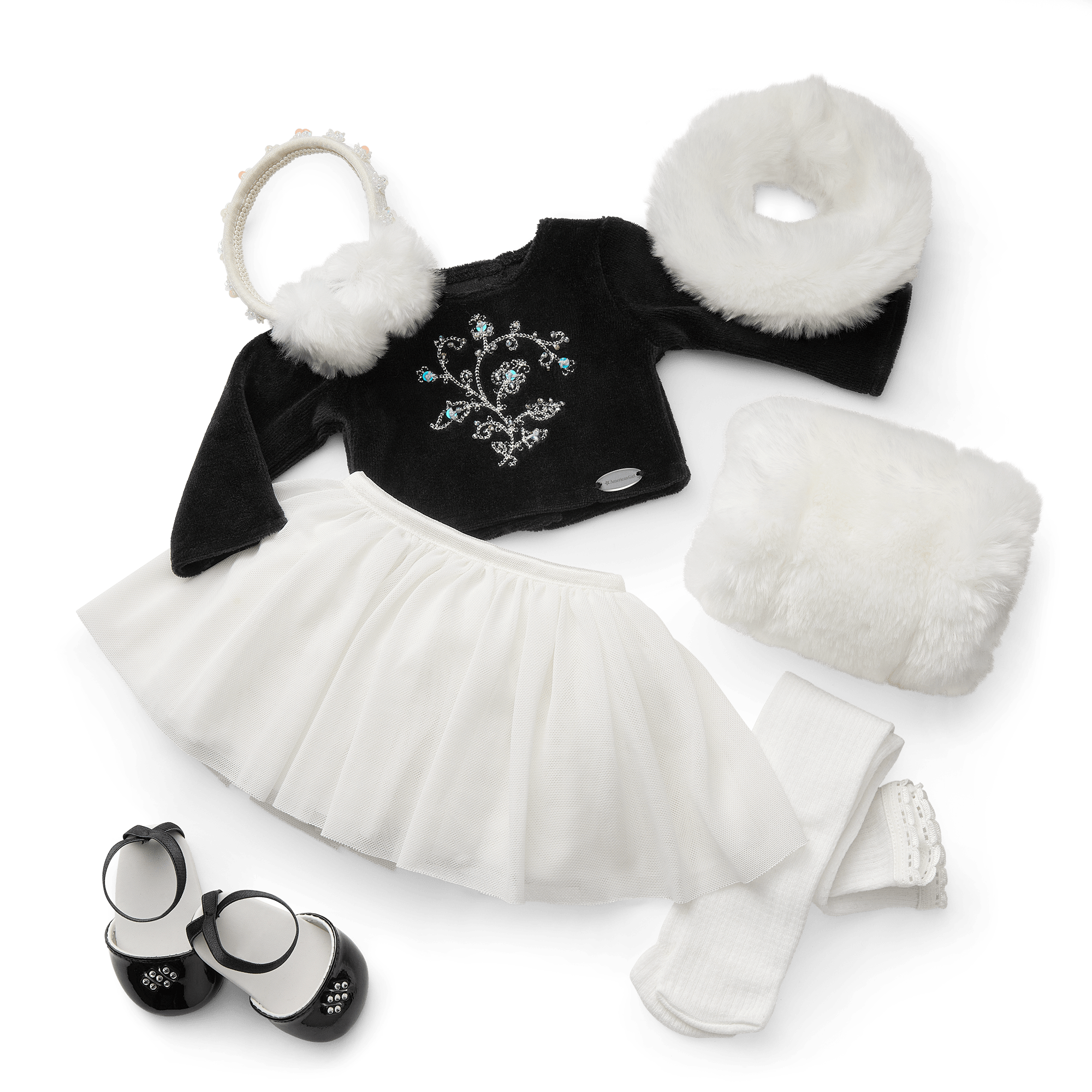 Vintage Holiday Doll Outfit with Faux Fur & Sequins | Winter Magic