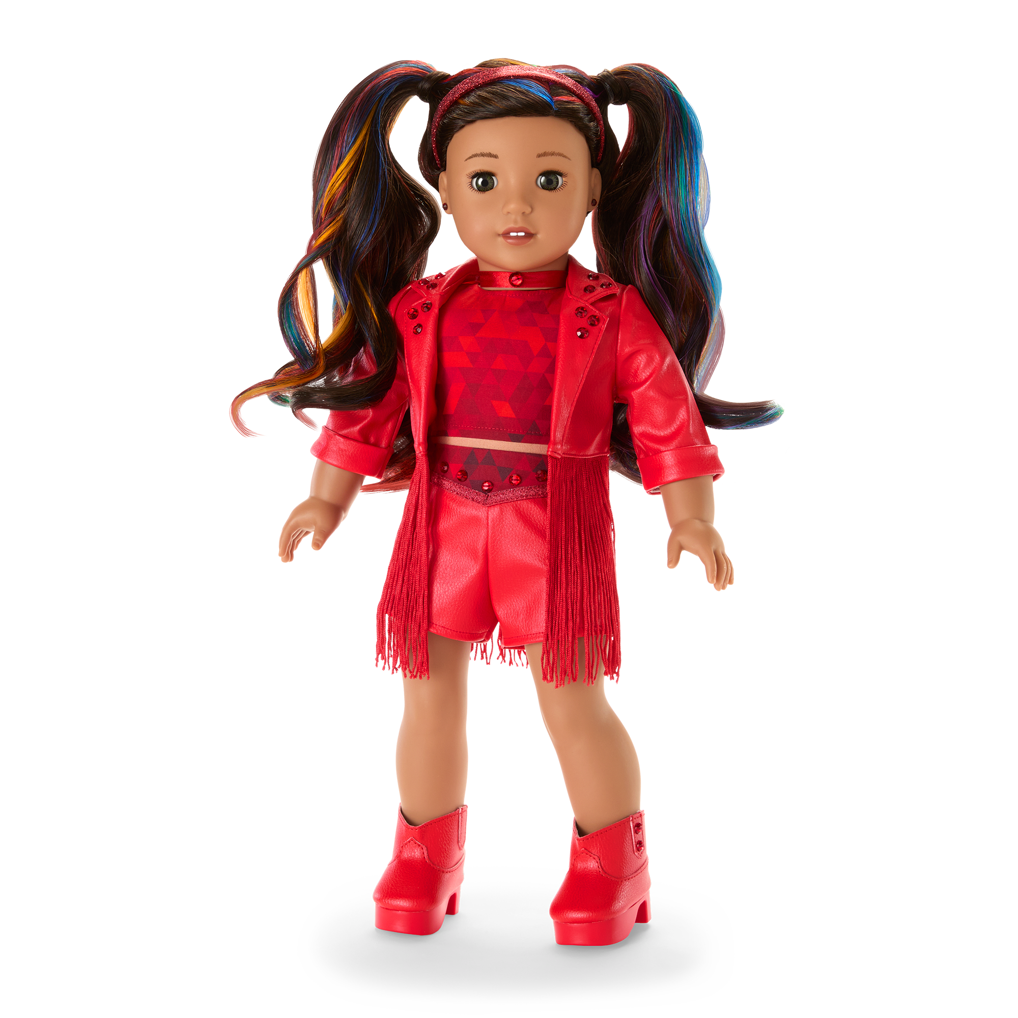 Ruby Outfit for 18-inch Dolls with Gemstones & Fringe | July Collection