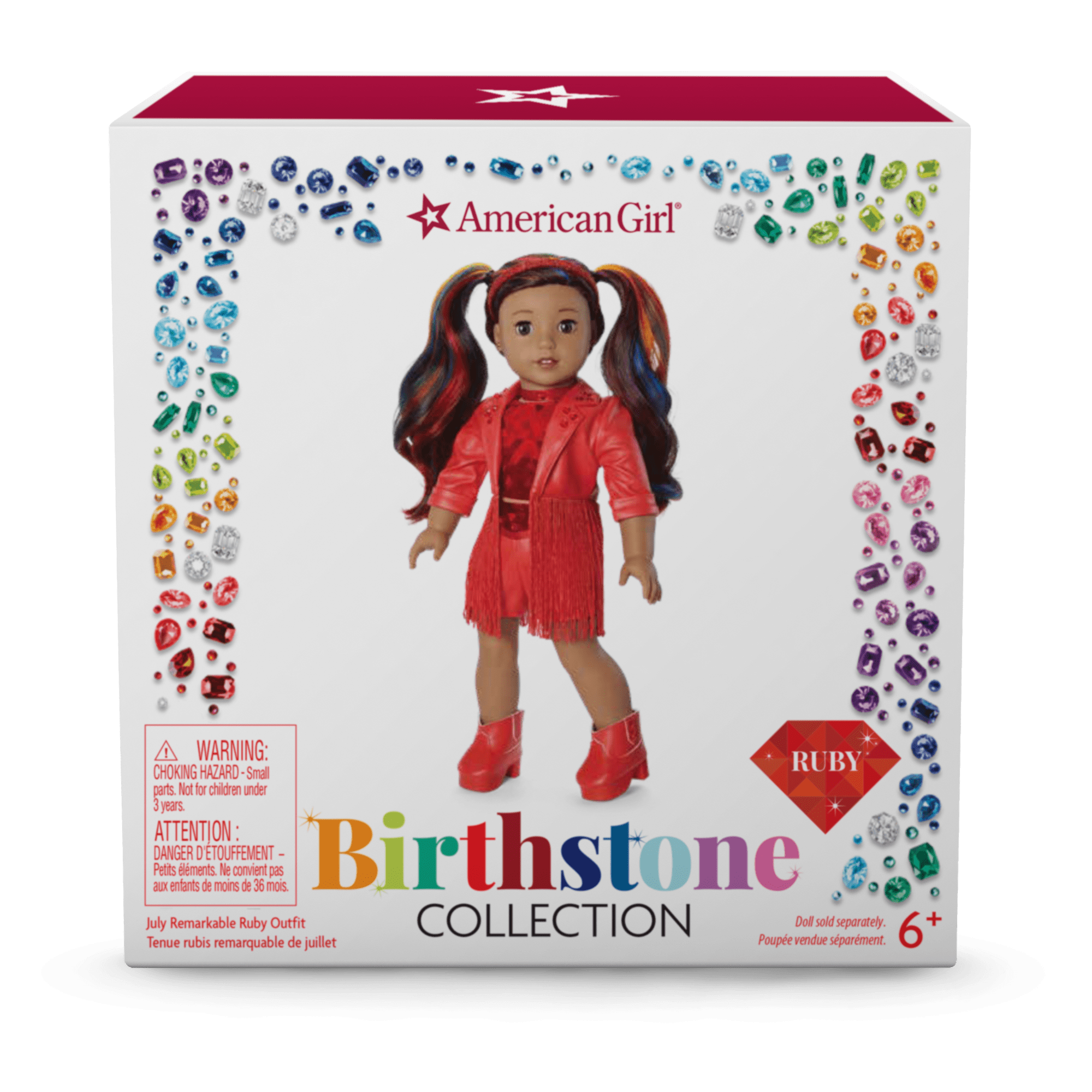 Ruby Outfit for 18-inch Dolls with Gemstones & Fringe | July Collection