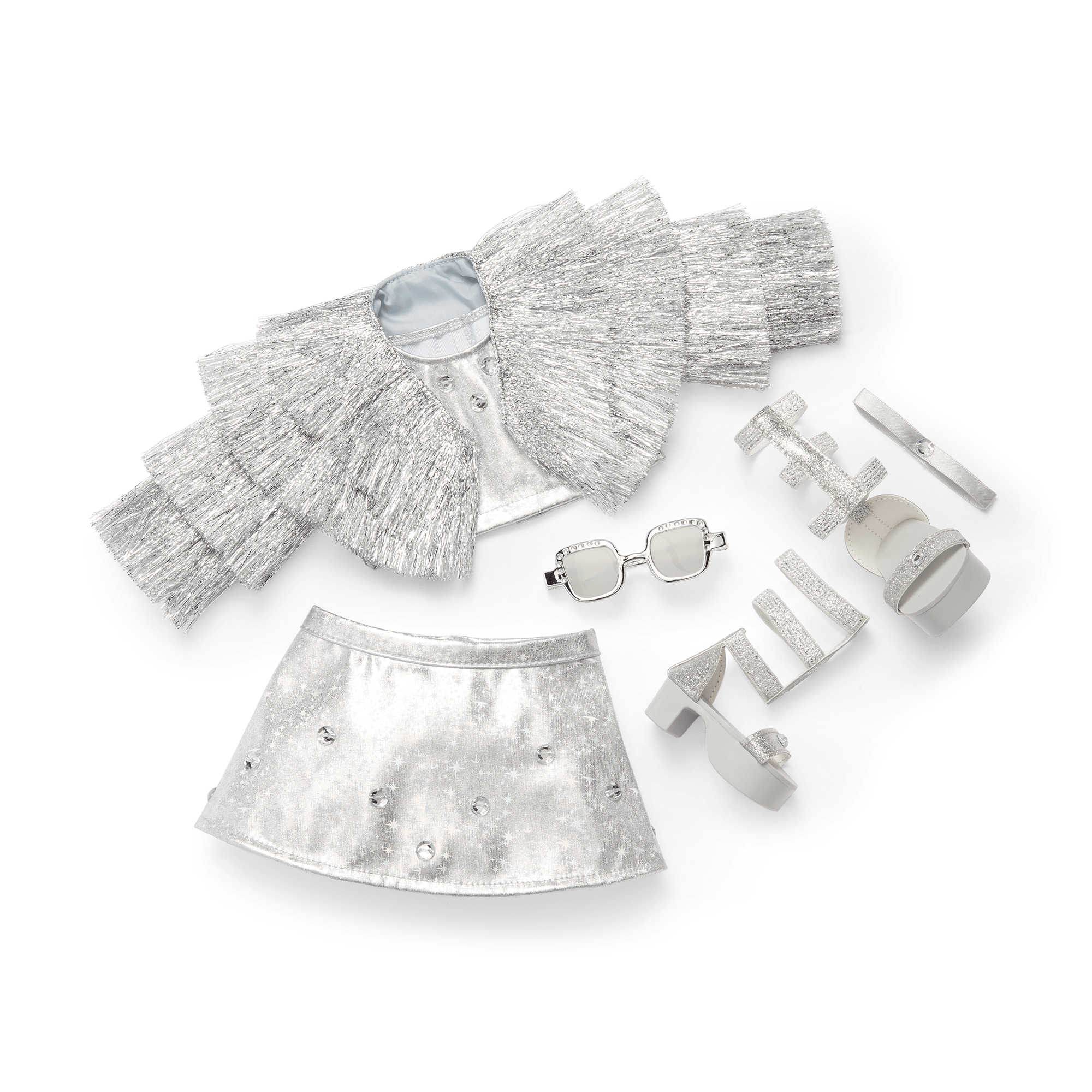 Shimmering Silver Outfit for 18-inch Dolls | Diamond-Inspired Set