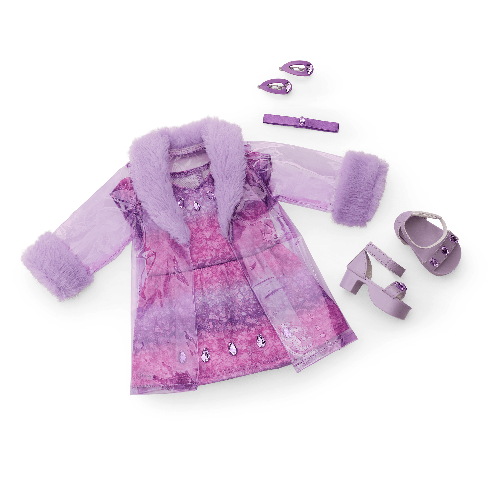 Amethyst Outfit for 18-inch Dolls | Purple Dress & Accessories Set