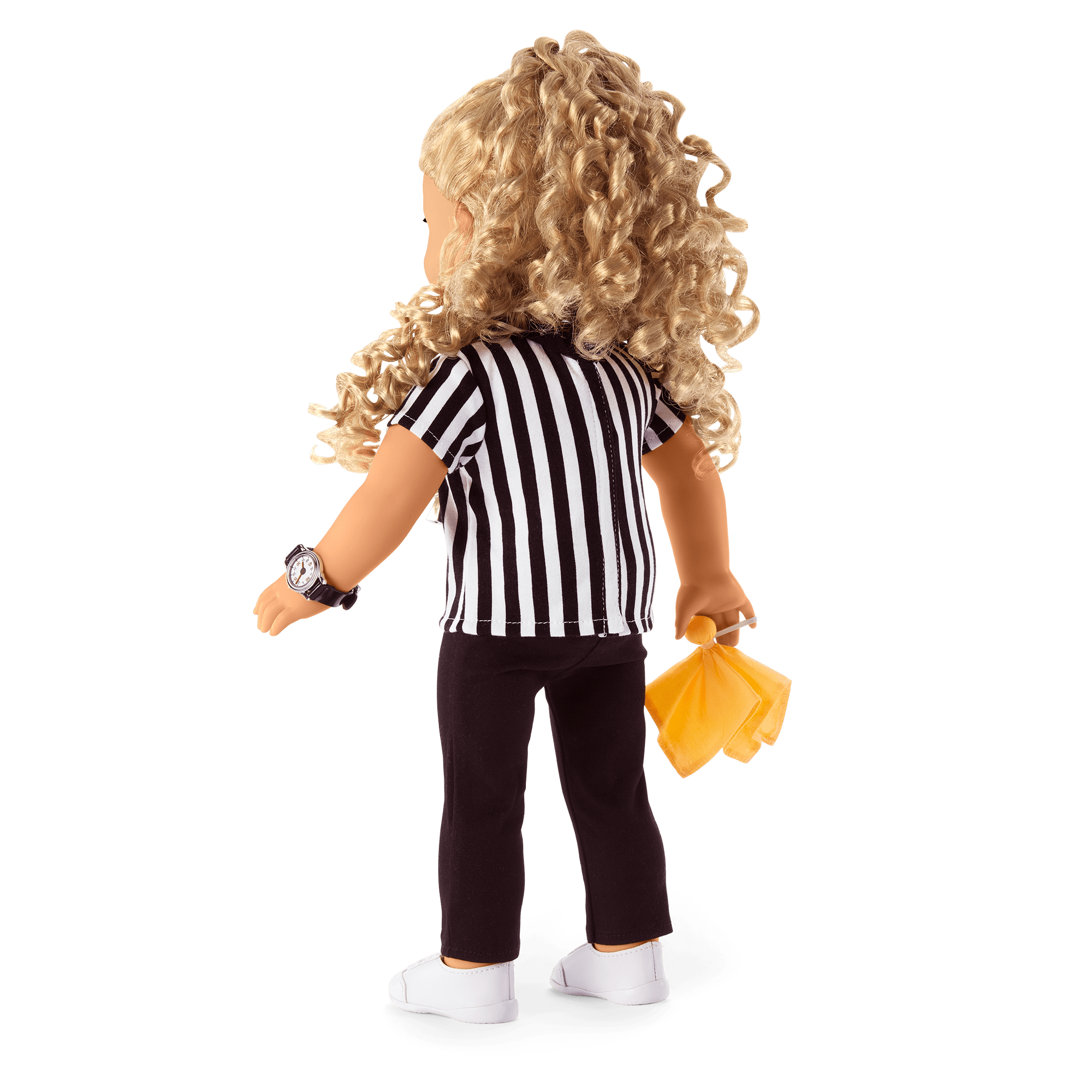 18-Inch Doll Referee Outfit with Whistle & Flag | Classic Black & White Stripes