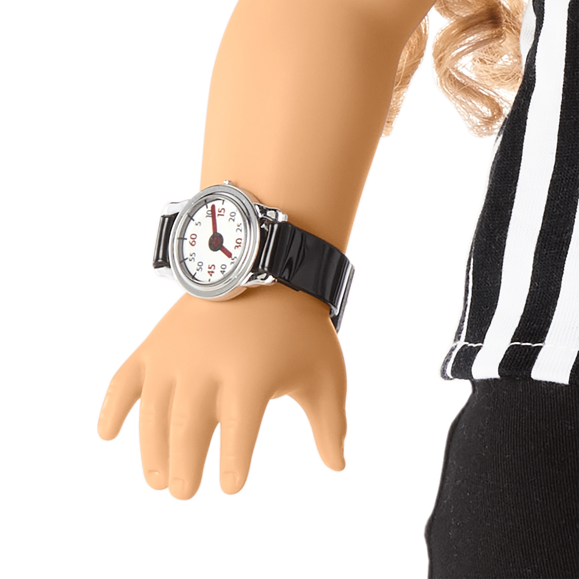 18-Inch Doll Referee Outfit with Whistle & Flag | Classic Black & White Stripes