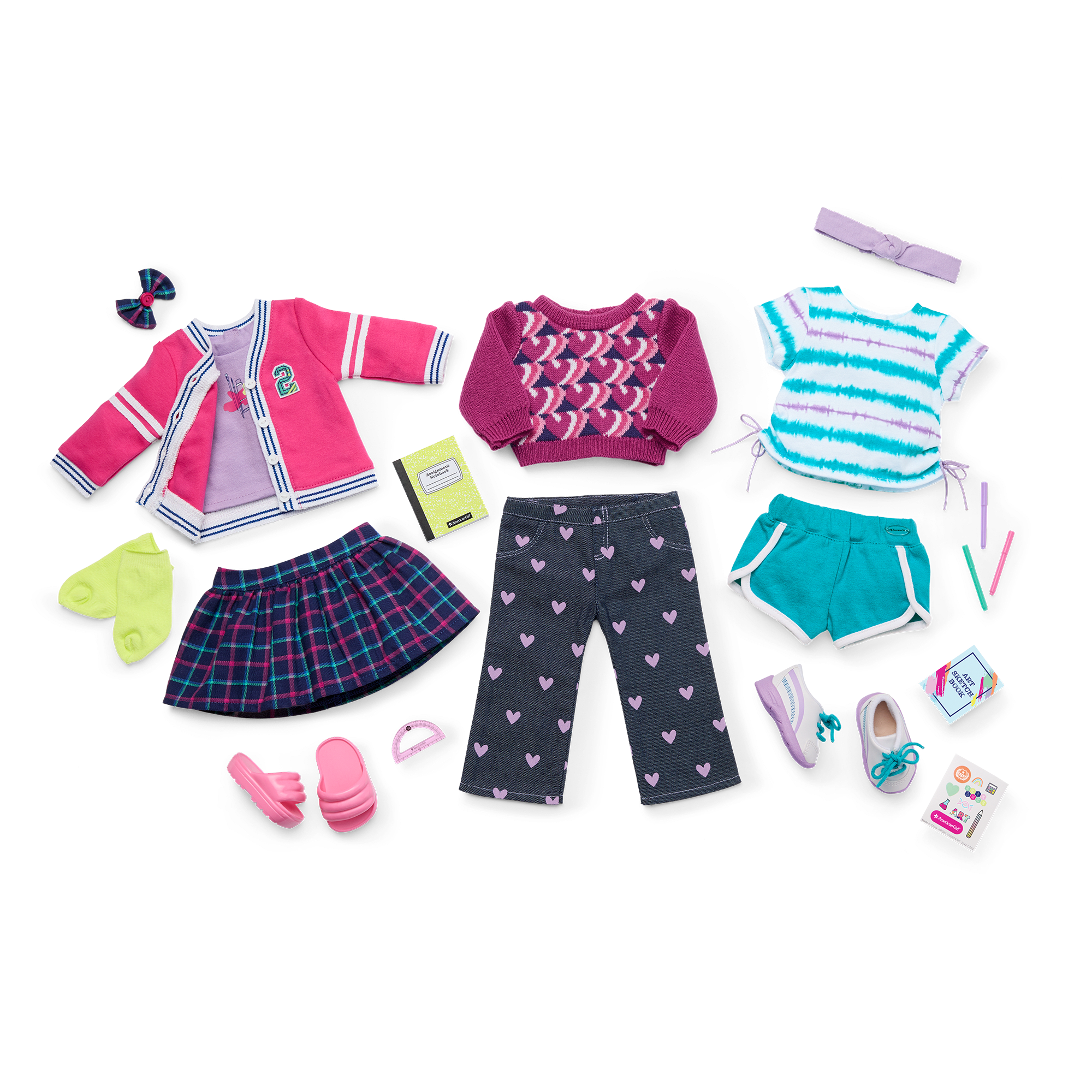 18-inch Doll School Outfit Set with Mix & Match Styles | Playtime Collection