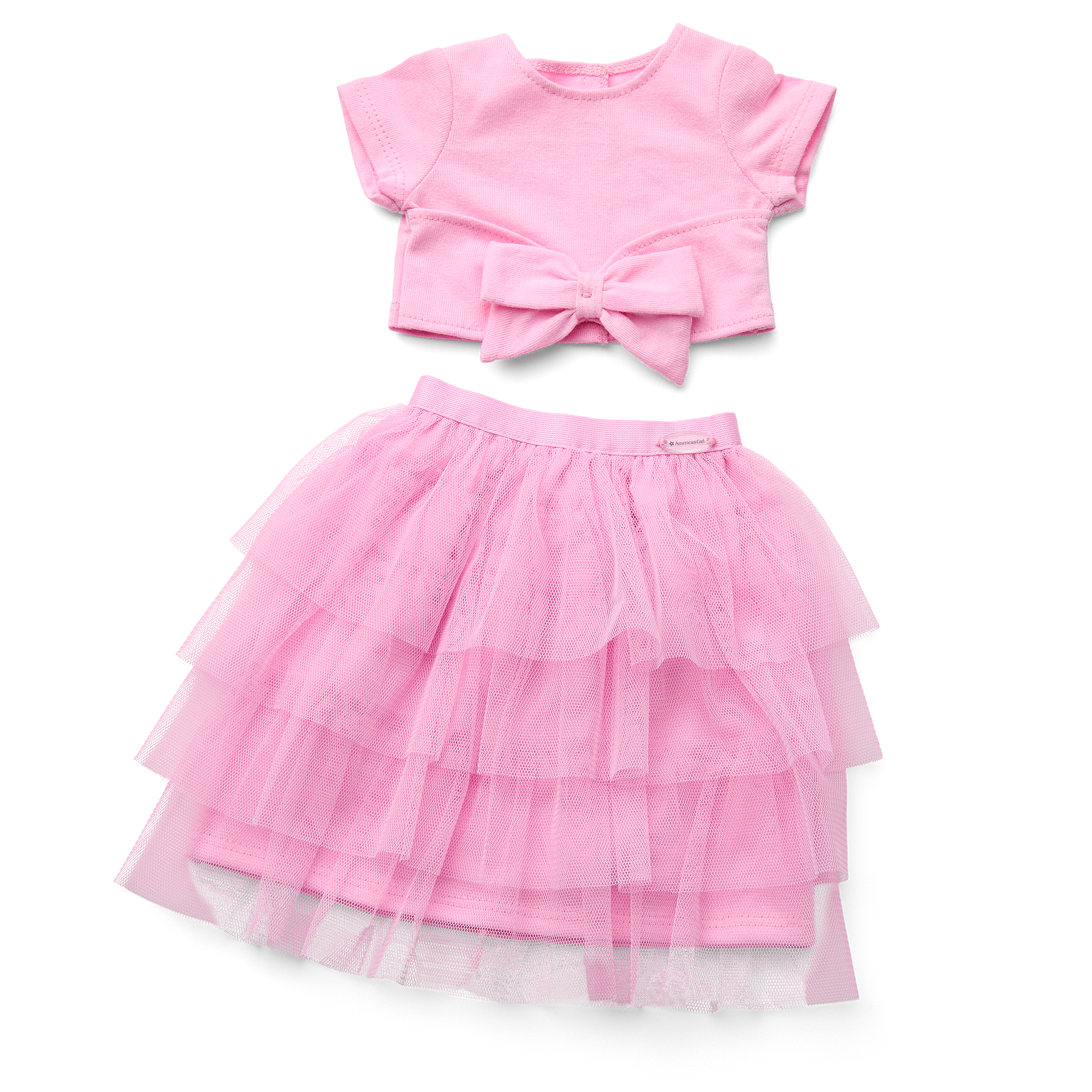 Pastel Pink Bow-Front Top & Tiered Skirt Set for Girls | Something Navy