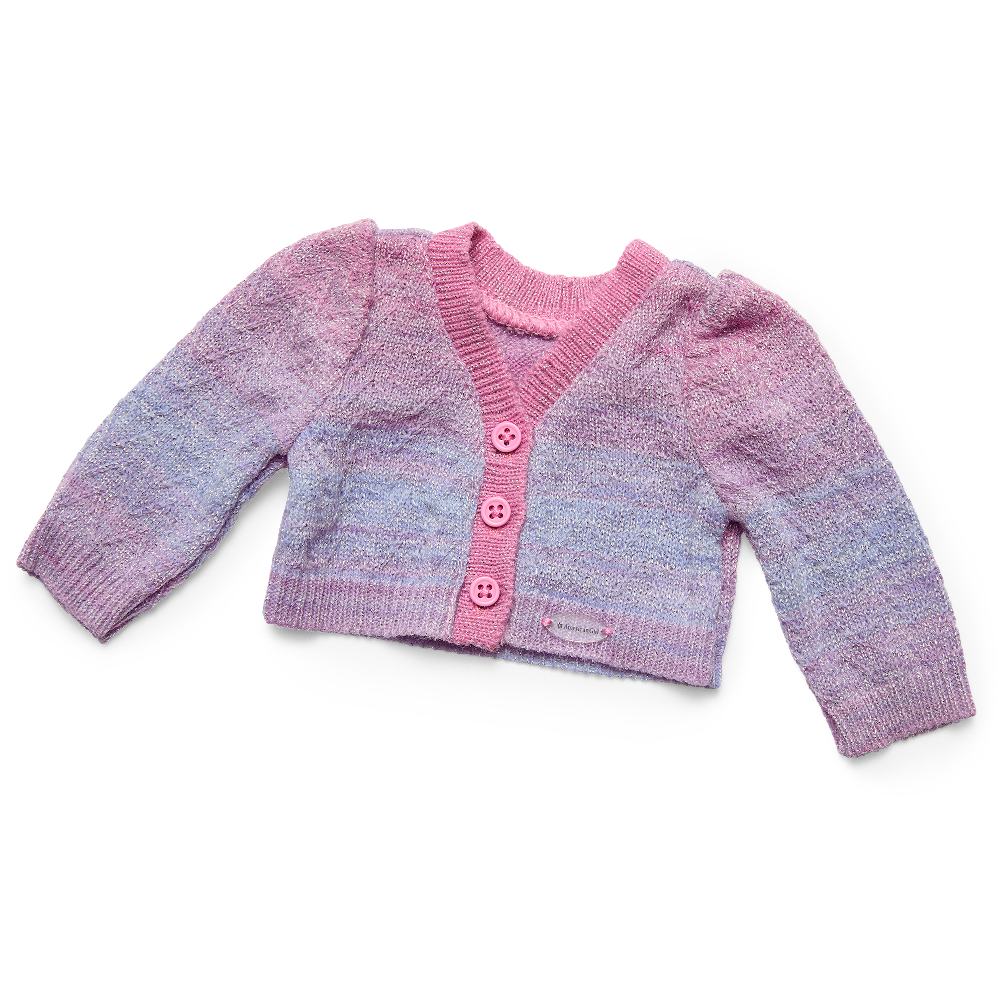 Pink & Purple Sparkle Knit Cardigan with Puff Sleeves | Pretty Prism