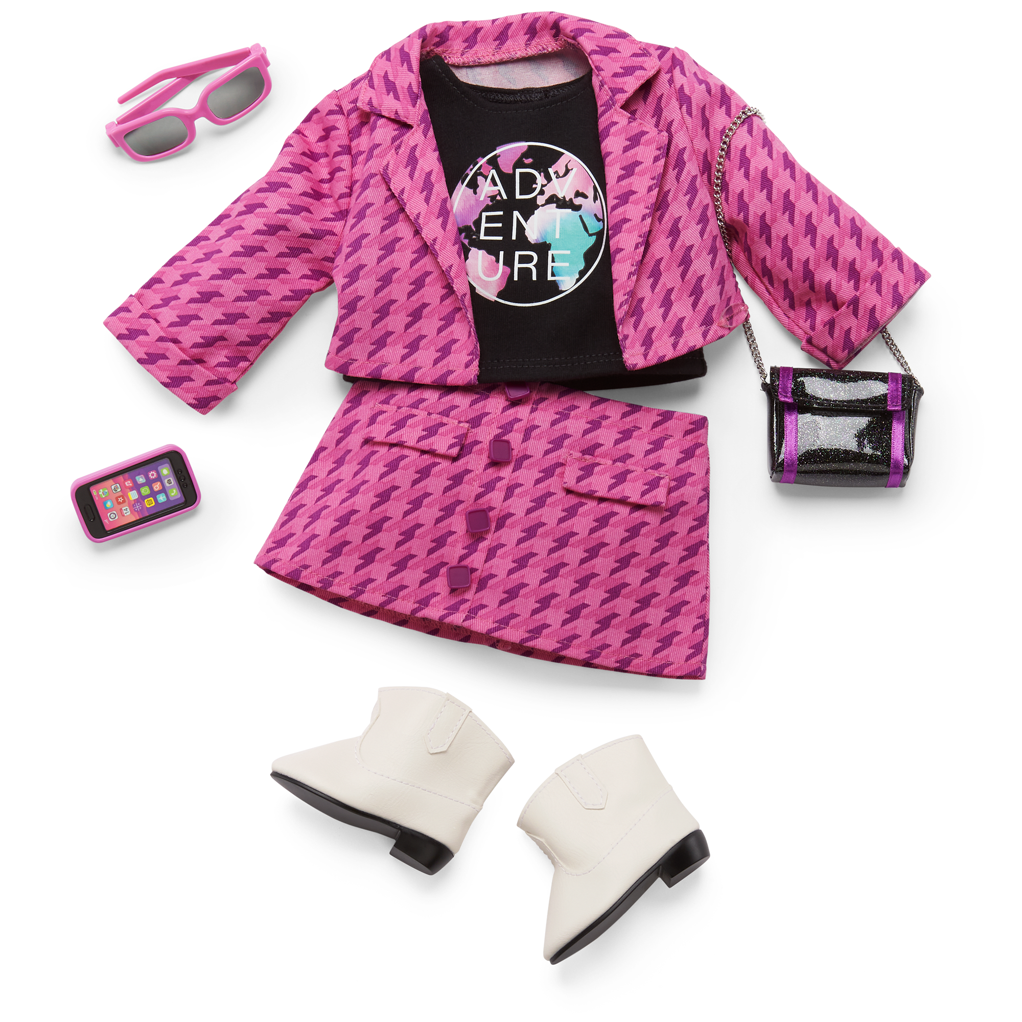 18-inch Doll Travel Outfit with Jacket, Skirt & Accessories