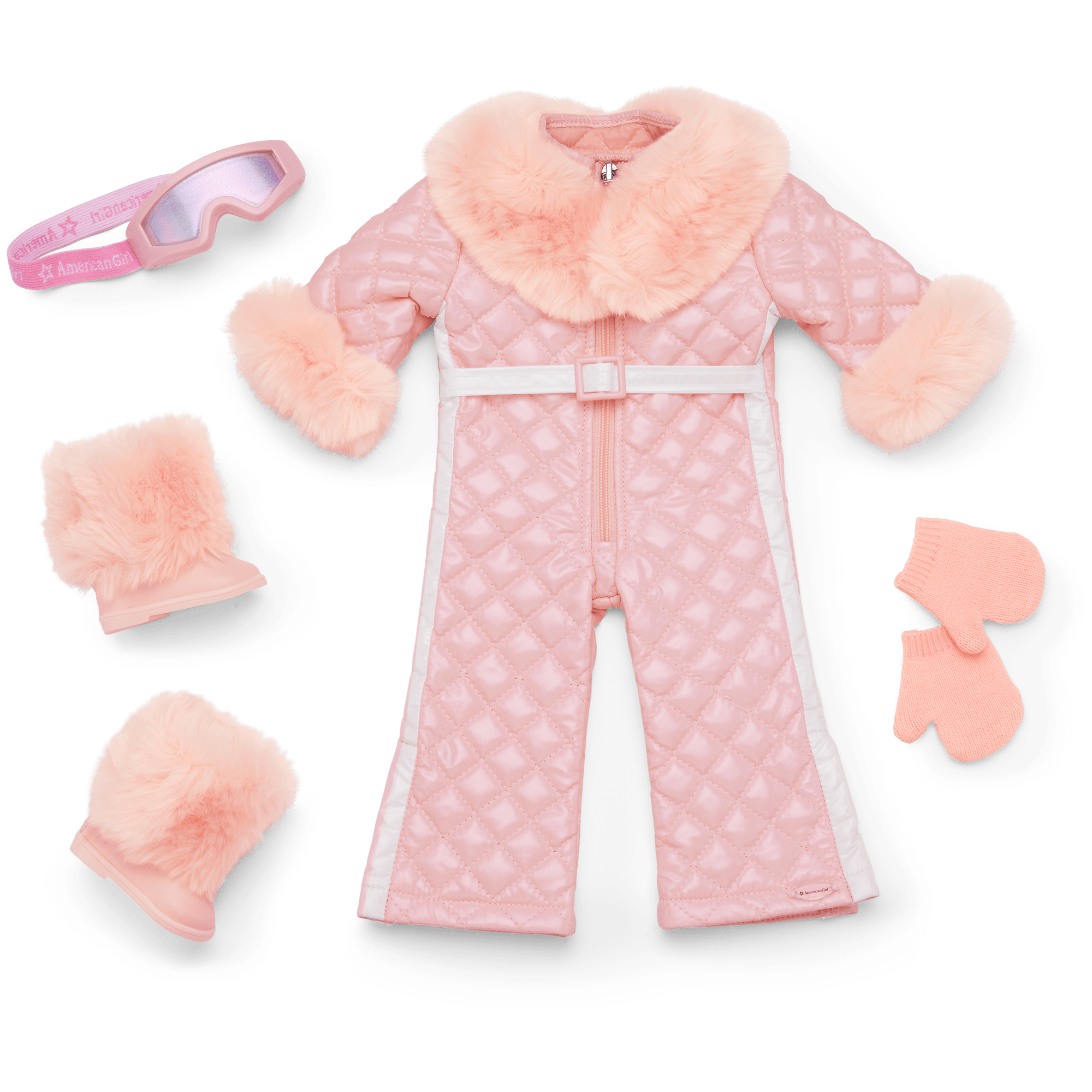 Pink Snowsuit Outfit for 18-inch Dolls | Ski & Winter Play Set
