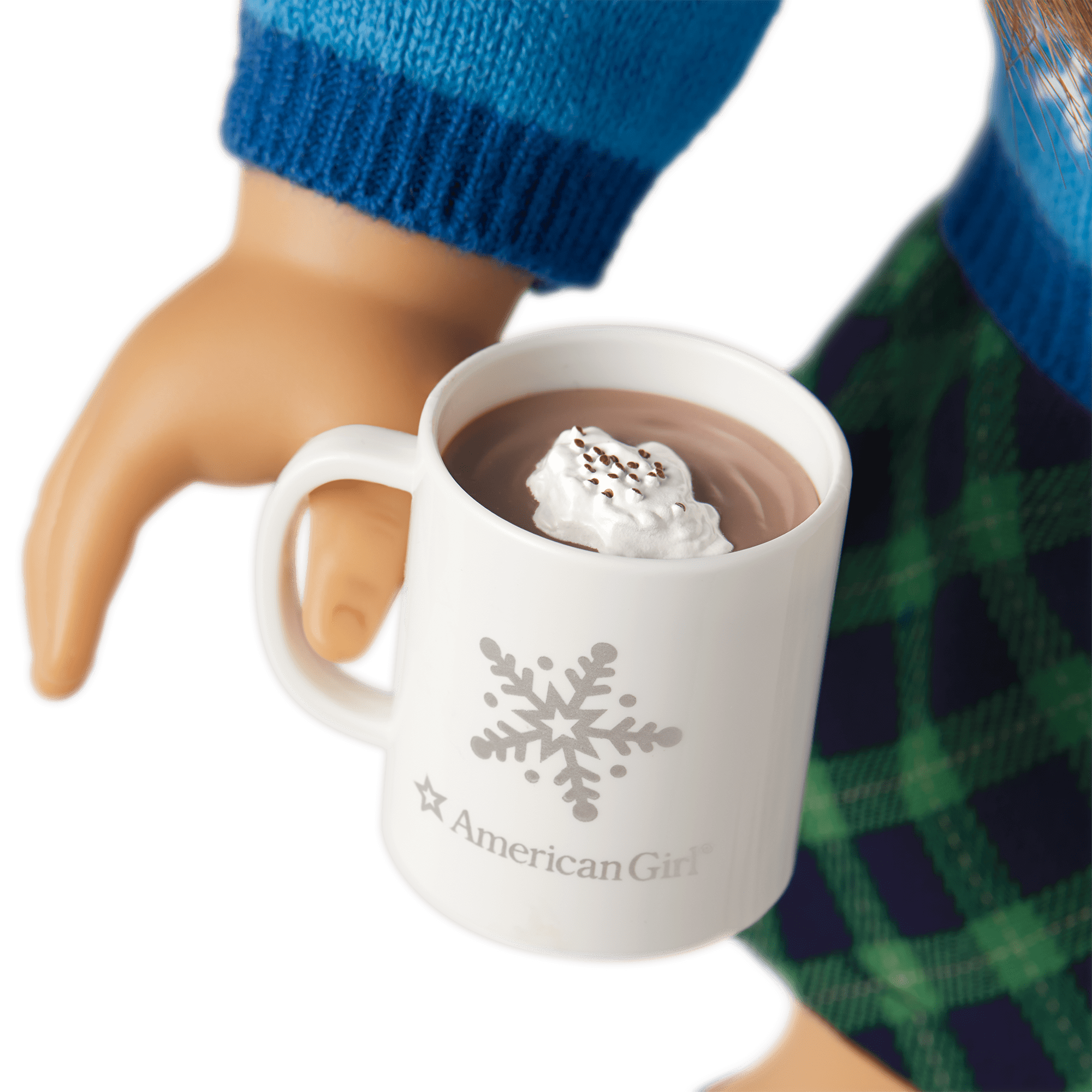 Happy Llamakkah Sweater for 18-inch Dolls | Blue Knit with Glitter Dreidel