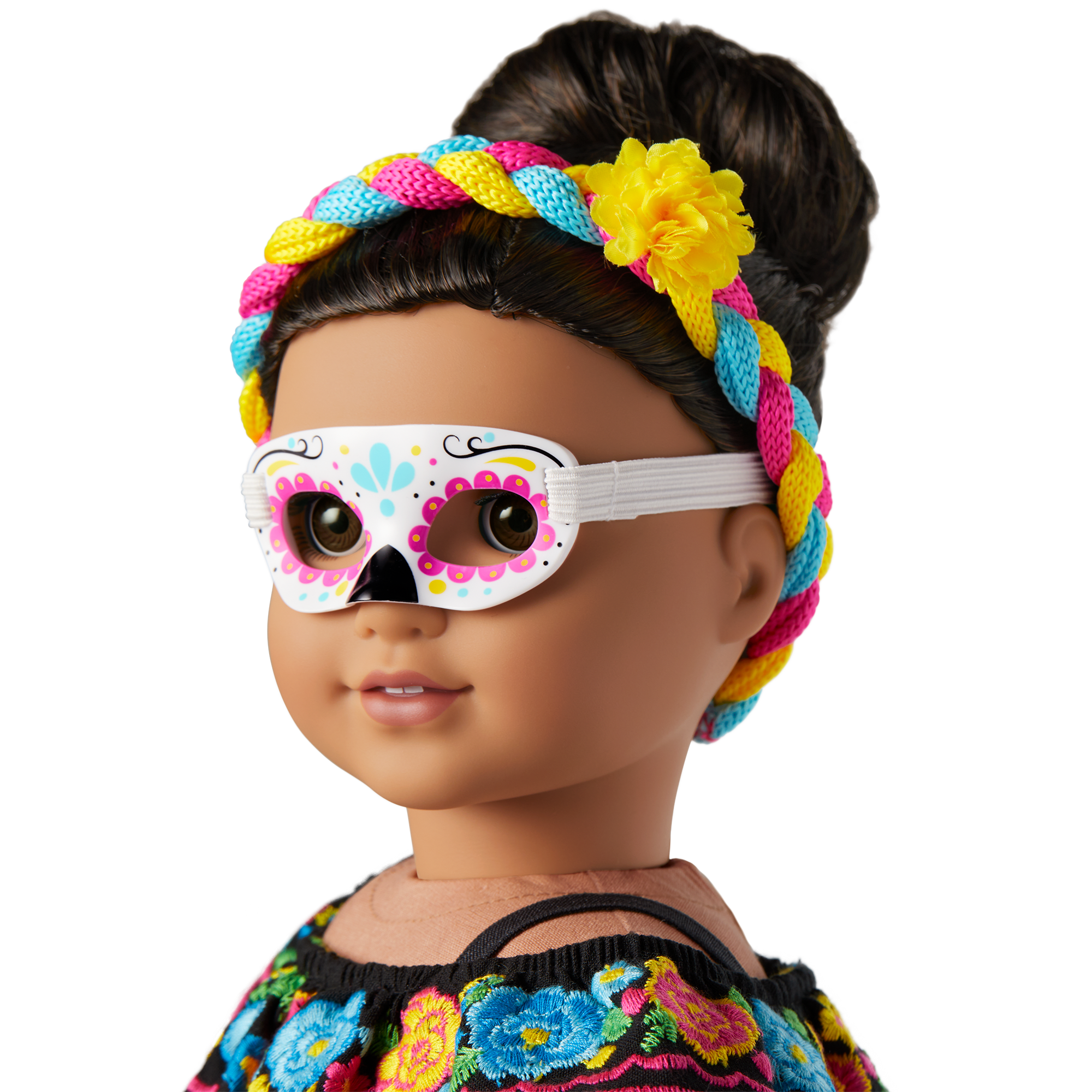 Day of the Dead Costume for 18-inch Dolls | Embroidered Dress & Accessories