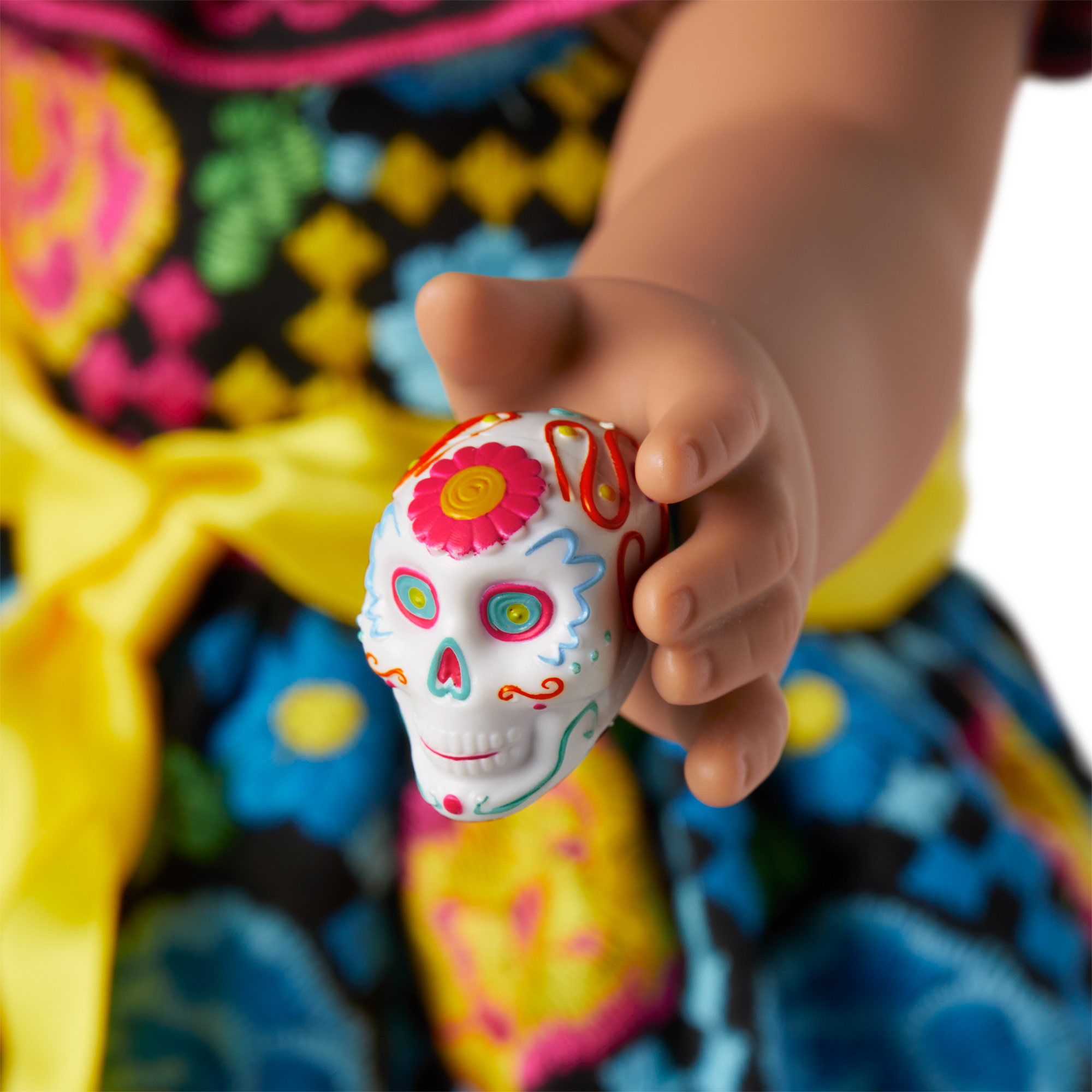 Day of the Dead Costume for 18-inch Dolls | Embroidered Dress & Accessories