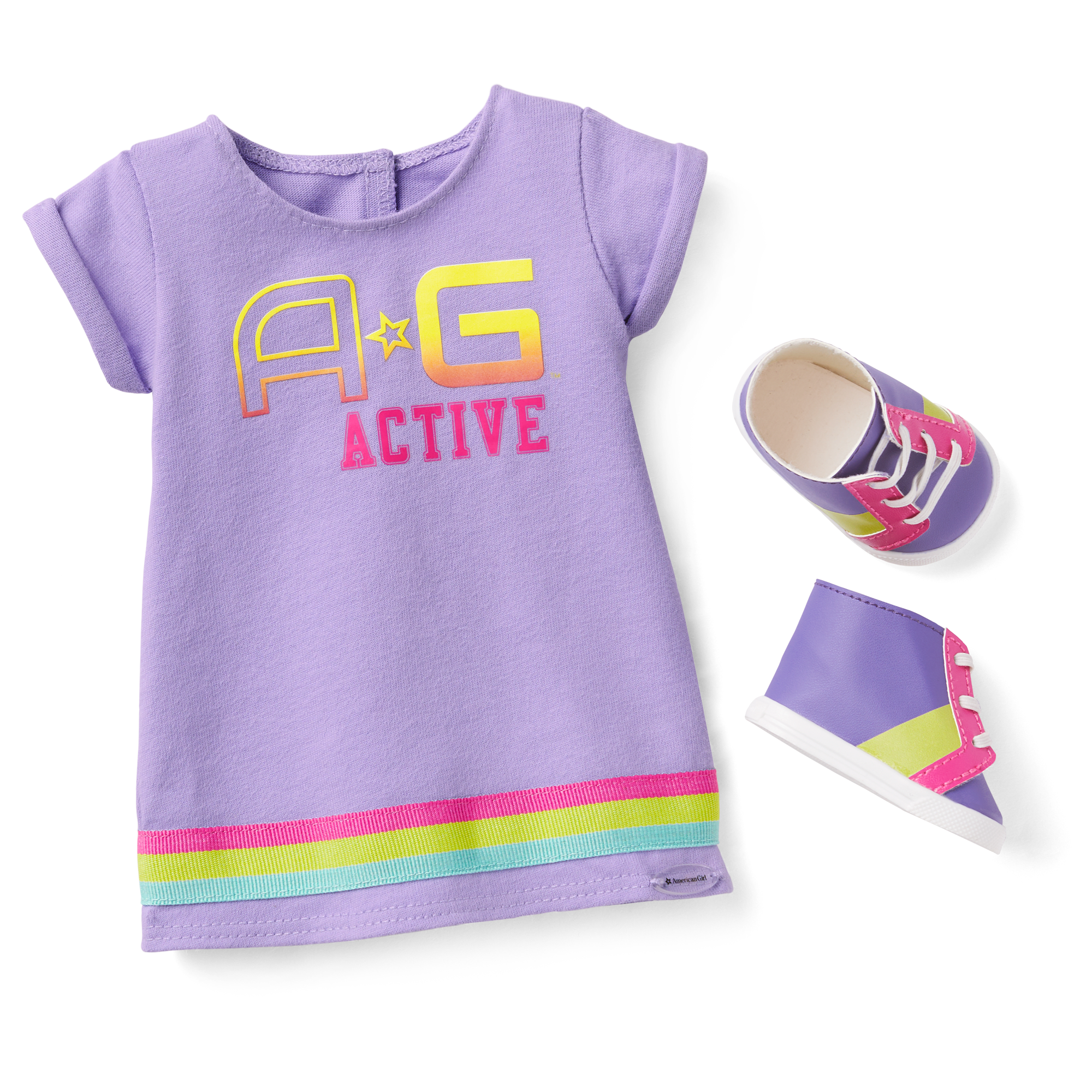 Sporty Outfit for 18-inch Dolls | AG Active T-Shirt Dress & Sneakers