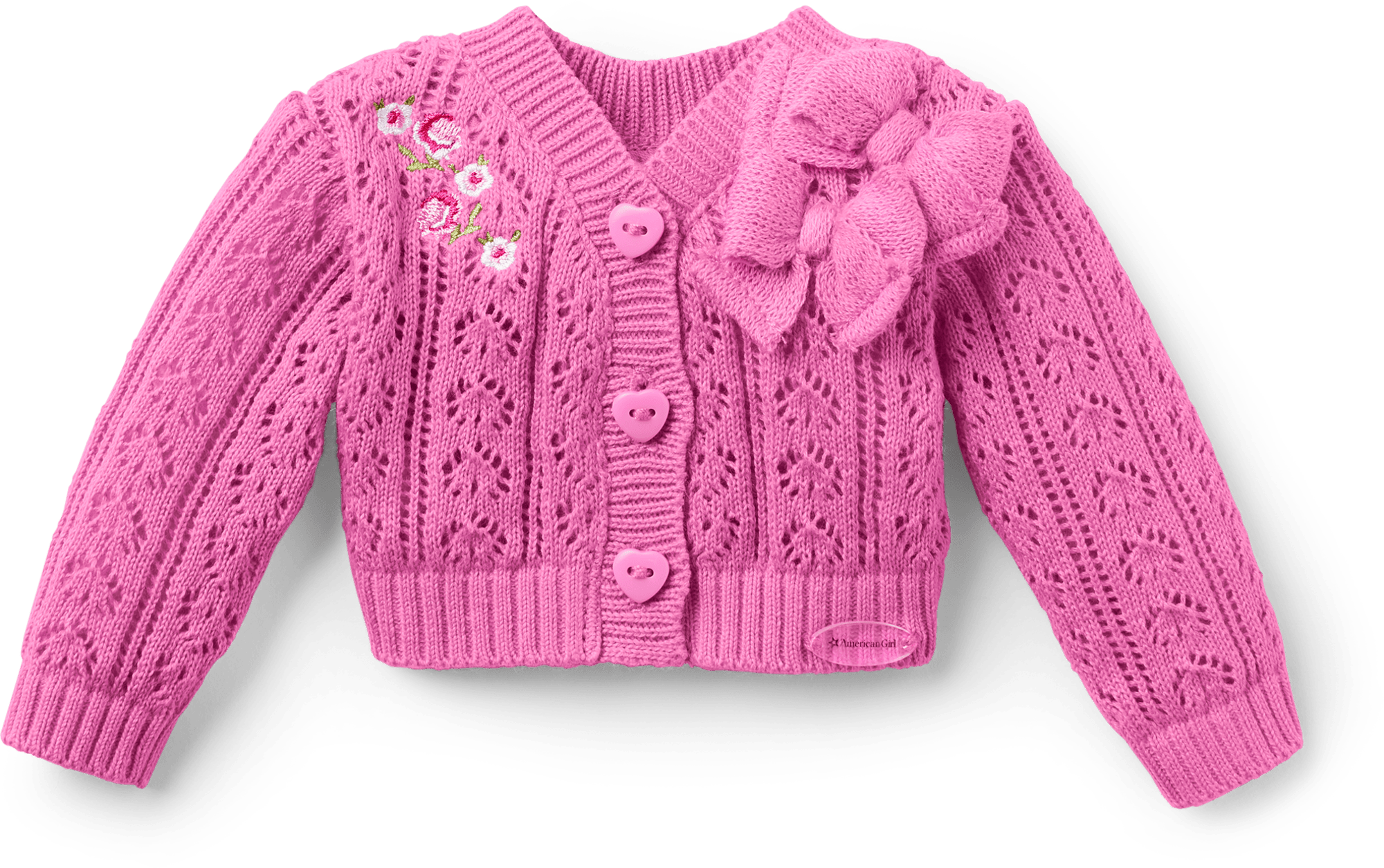 Pink Knit Cardigan for 18-inch Dolls with Heart Buttons | LoveShackFancy