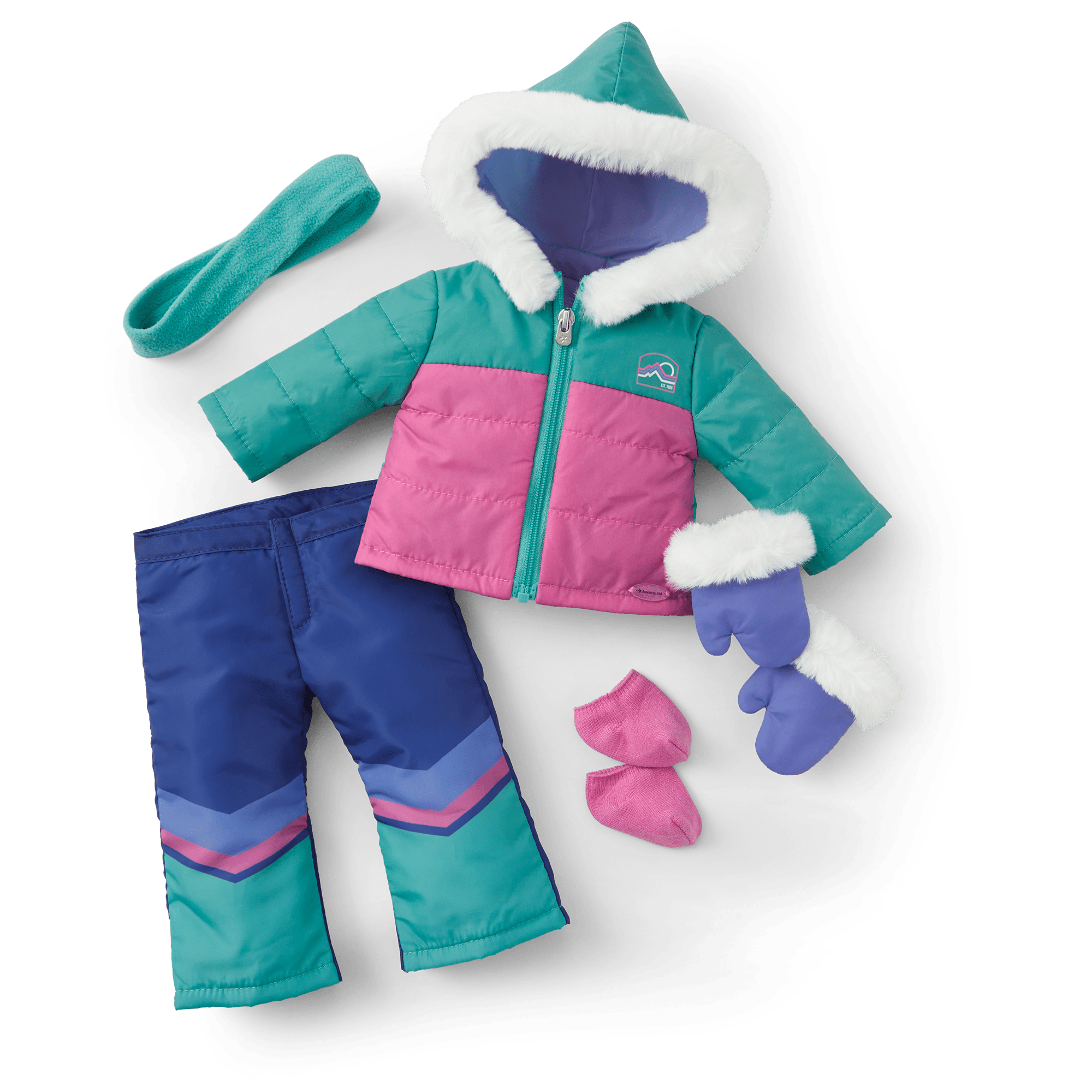 Pink & Aqua Ski Outfit with Jacket, Pants & Accessories | Corinne's