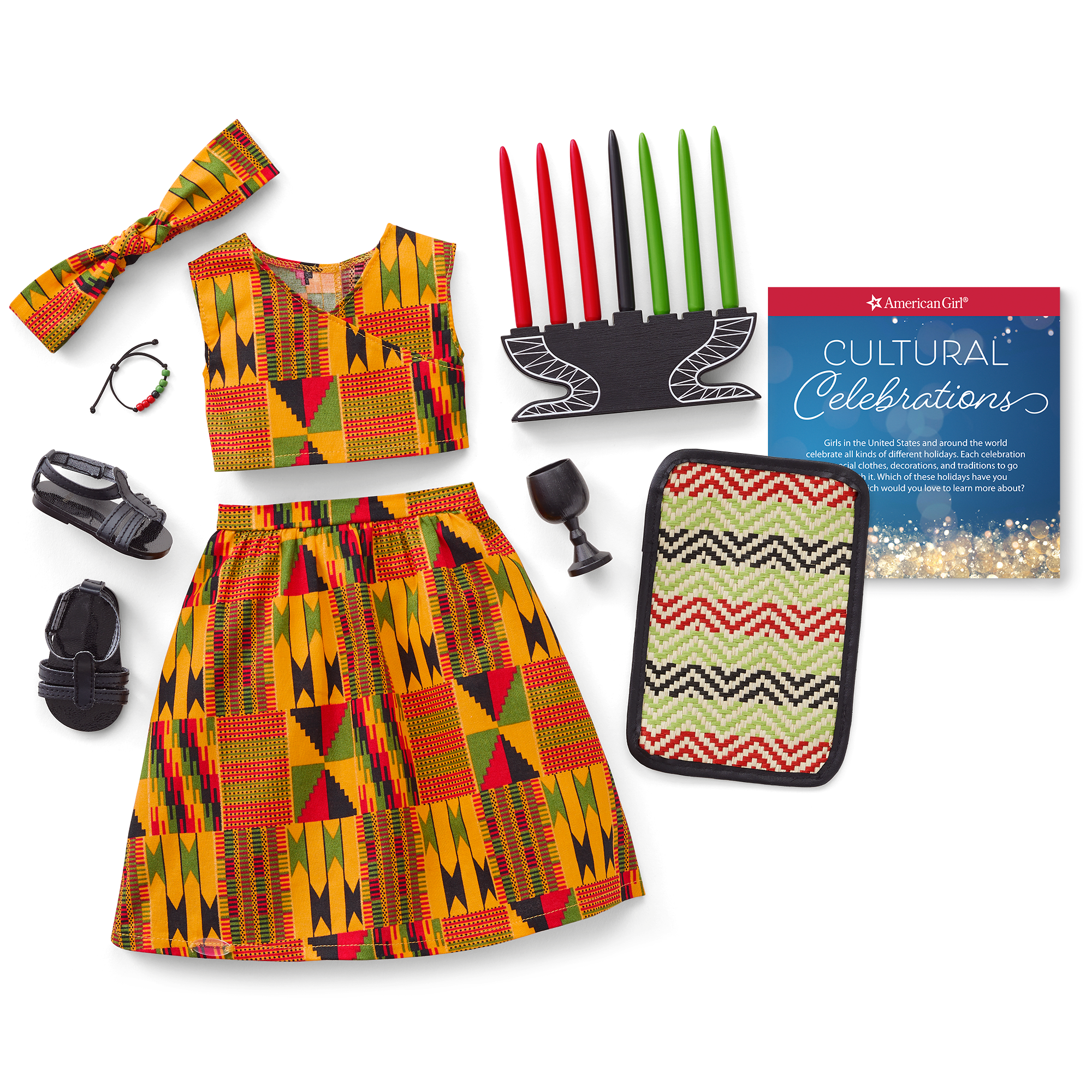 Kwanzaa Doll Outfit Set for 18-inch Dolls with Kinara & Accessories