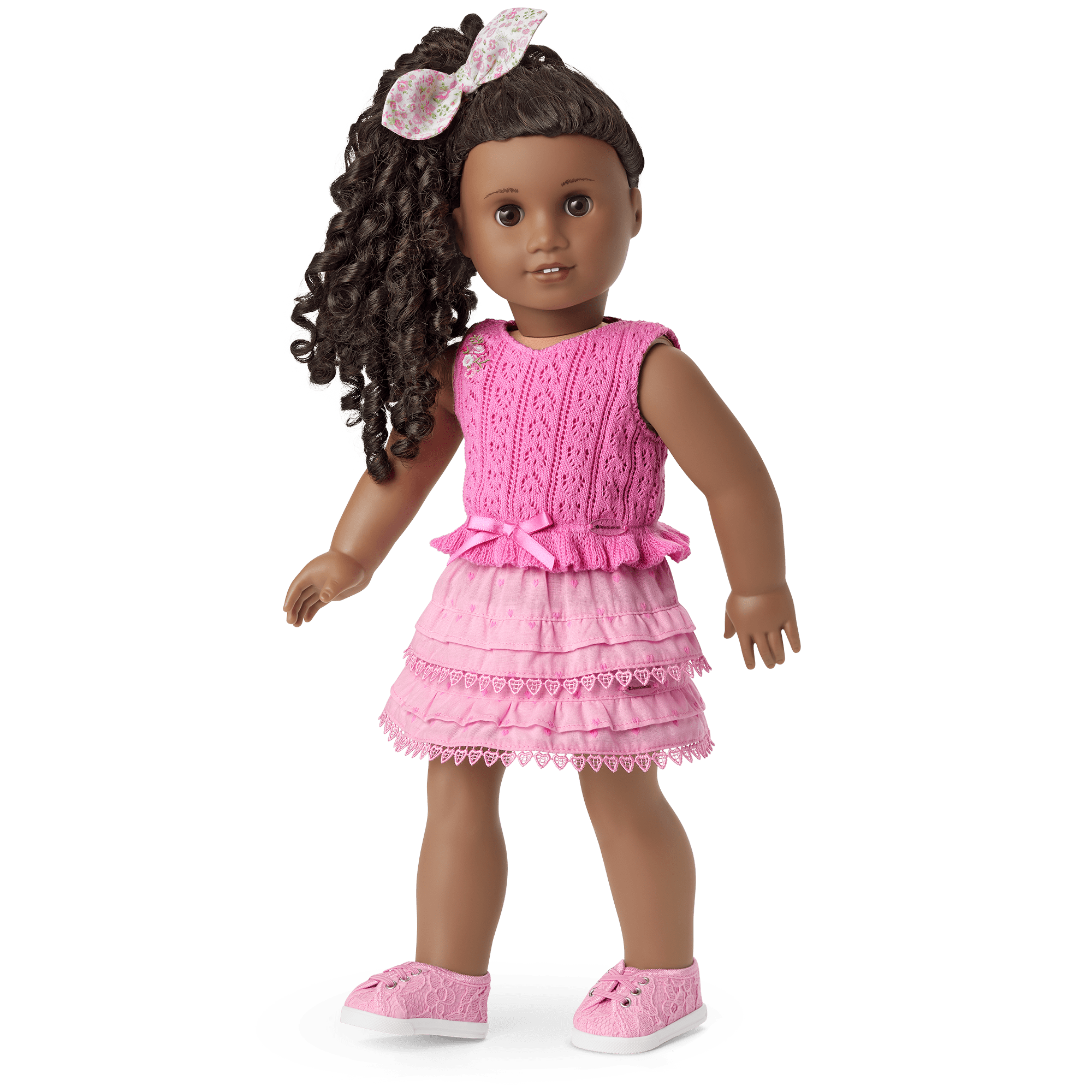 Pink Ruffled Skirt for 18-inch Dolls with Heart Embroidery | LoveShackFancy