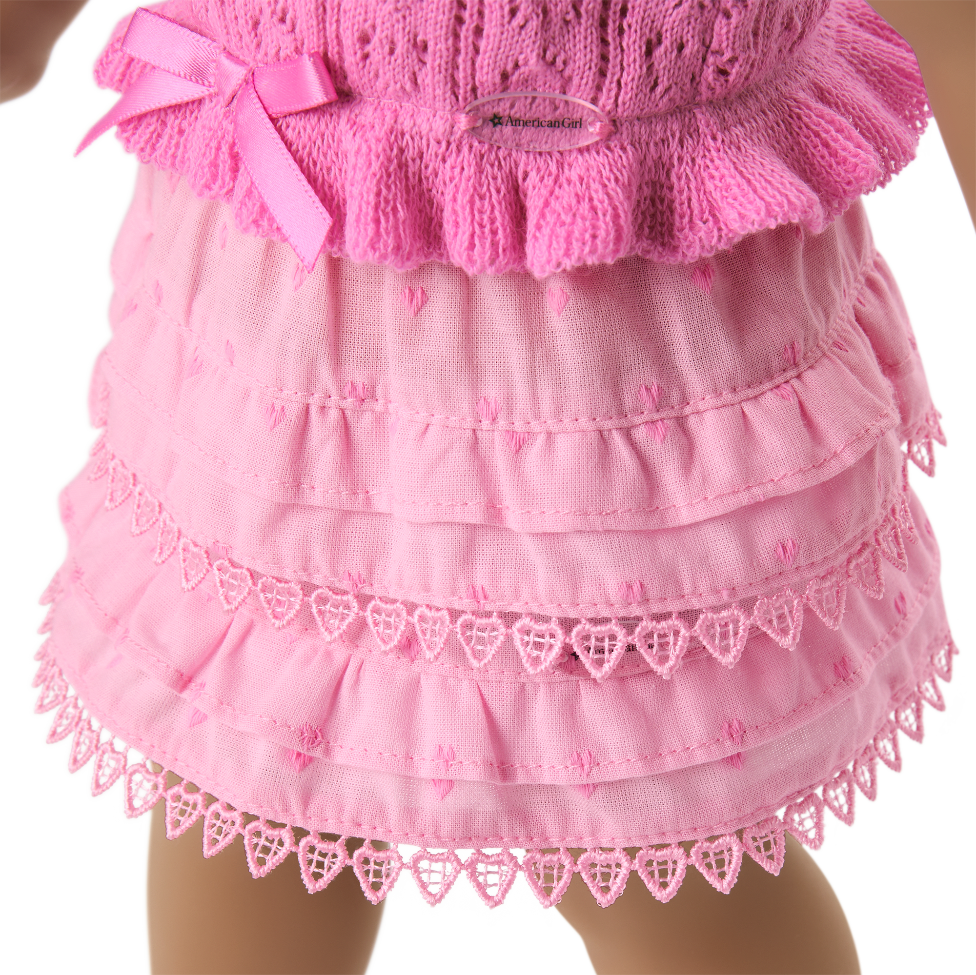 Pink Ruffled Skirt for 18-inch Dolls with Heart Embroidery | LoveShackFancy