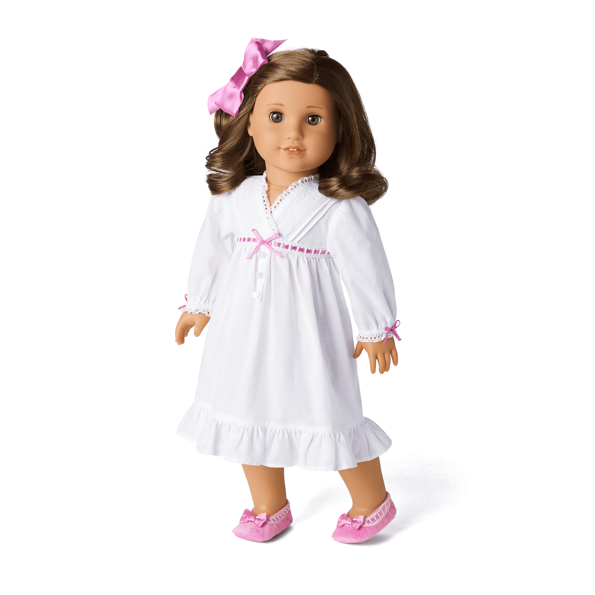 Vintage Cotton Nightgown for 18-inch Dolls with Lace & Satin Trim | Rebecca’s™