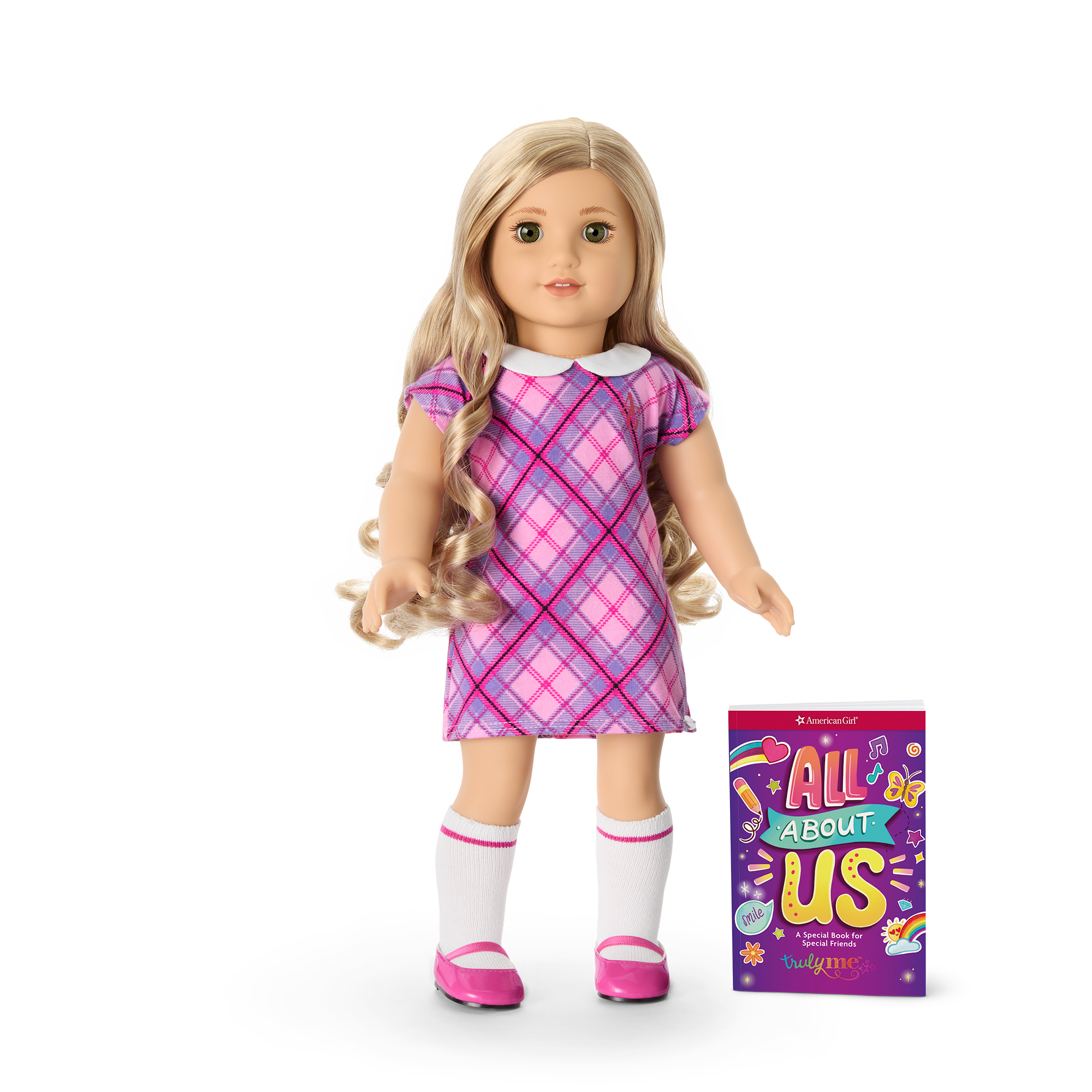 18-inch Truly Me Doll with Long Curly Blonde Hair | Hazel Eyes & Plaid Outfit