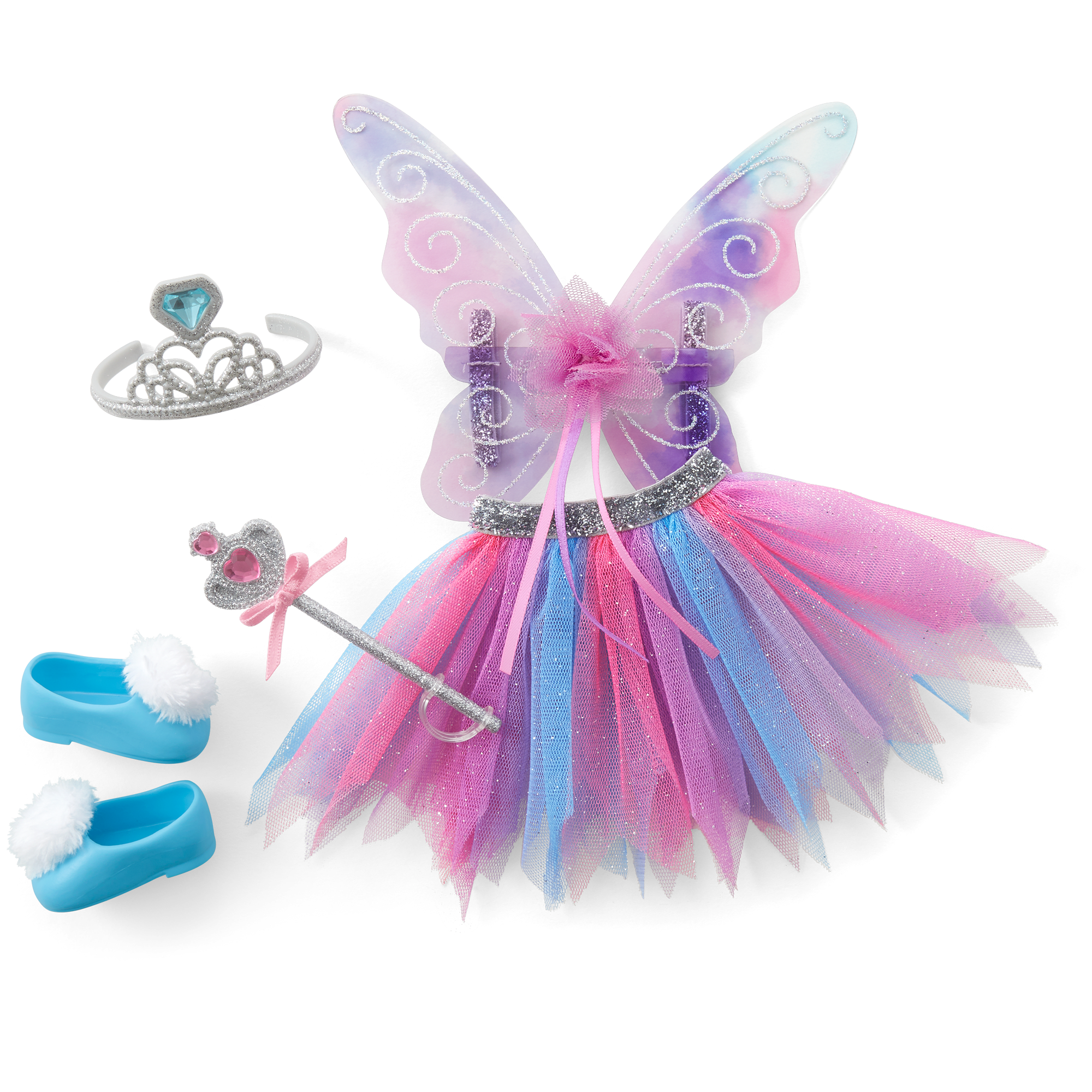 Colorful Butterfly Skirt & Wings Set for WellieWishers Dolls | Sparkly Accessories