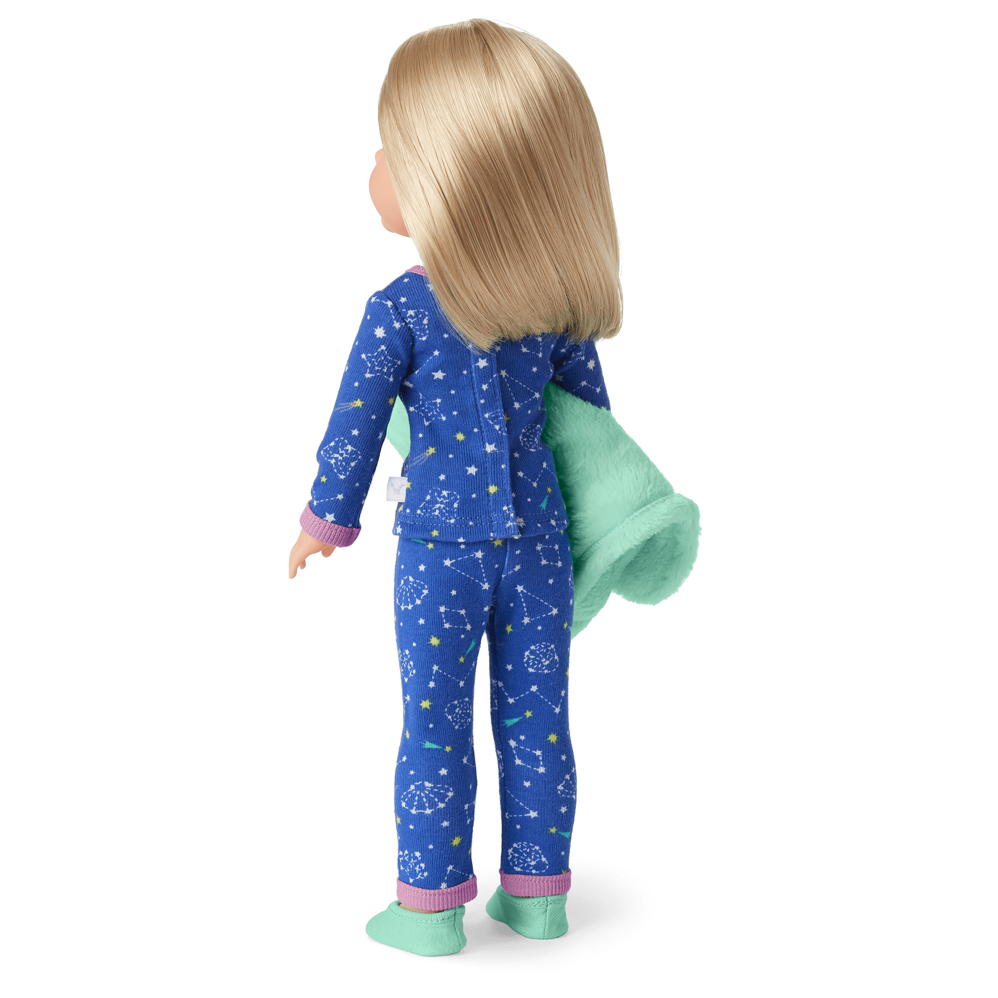 Starry Sky Pajama Set for WellieWishers Dolls with Slippers & Blanket