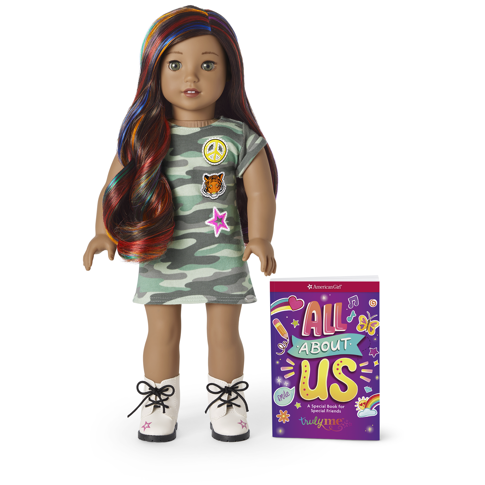 18-inch Truly Me Doll with Wavy Dark-Brown Hair & Rainbow Highlights