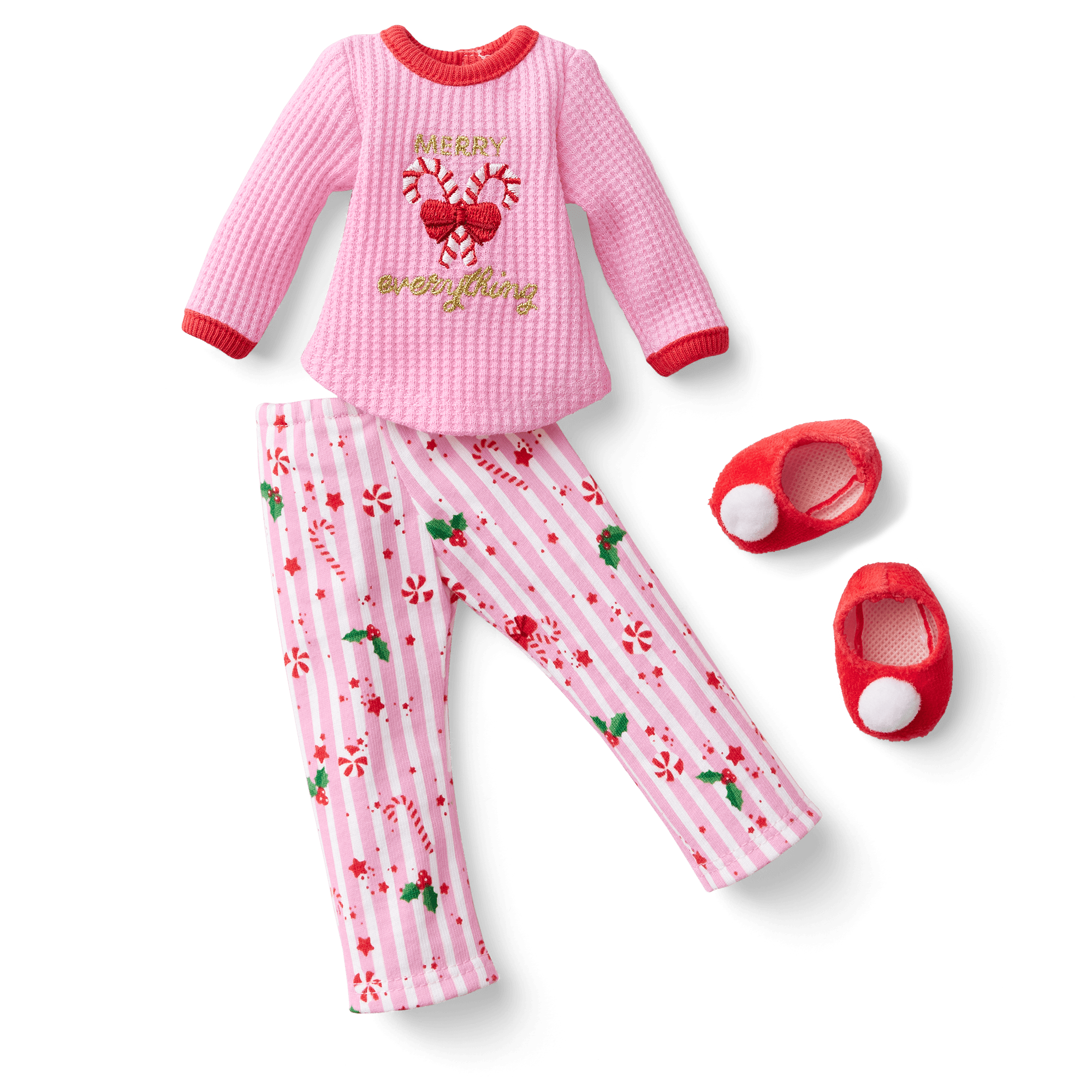 Holiday PJ Set for WellieWishers Dolls with Slippers | Merry Everything