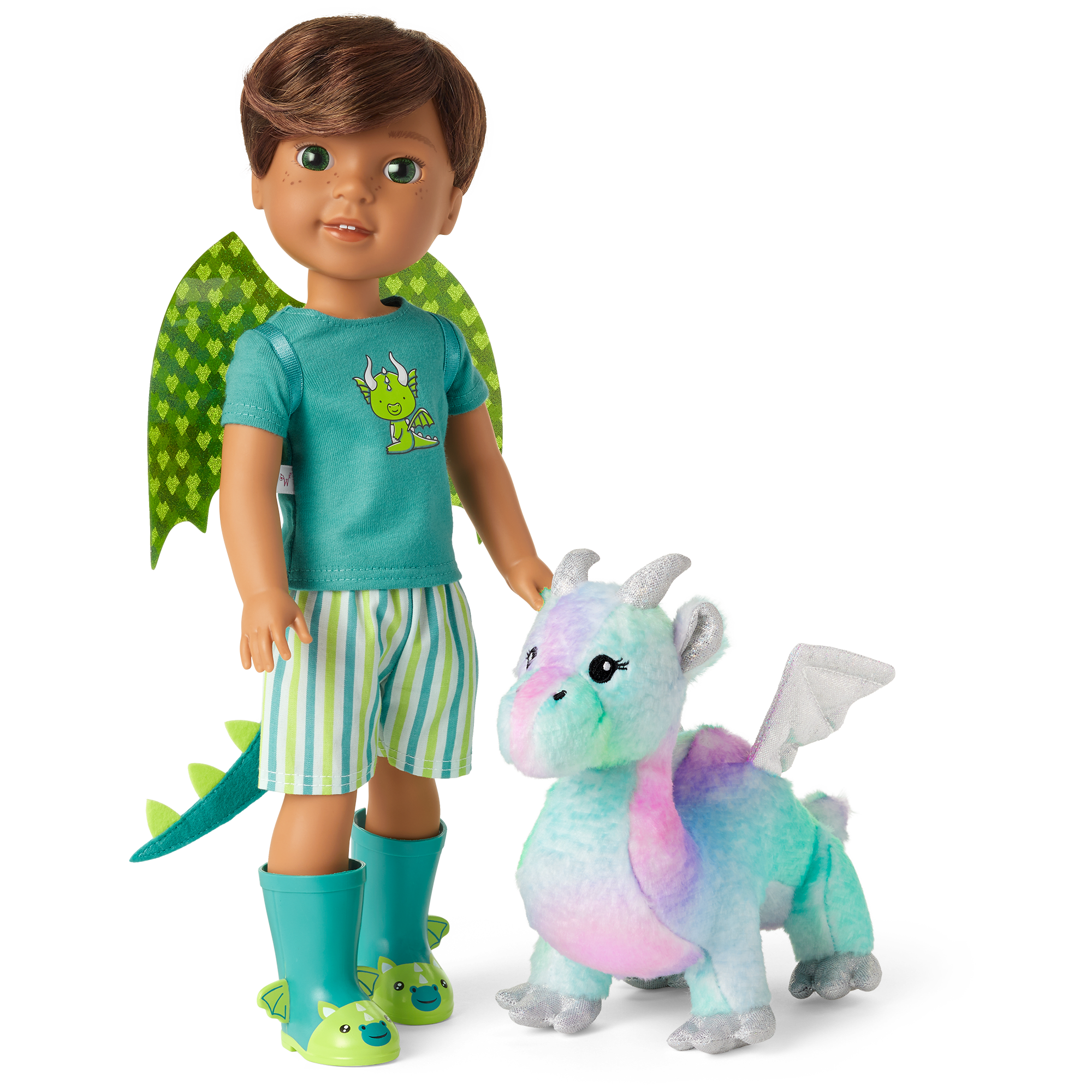 Plush Dragon Toy with Iridescent Wings & Embroidered Face | Crisella