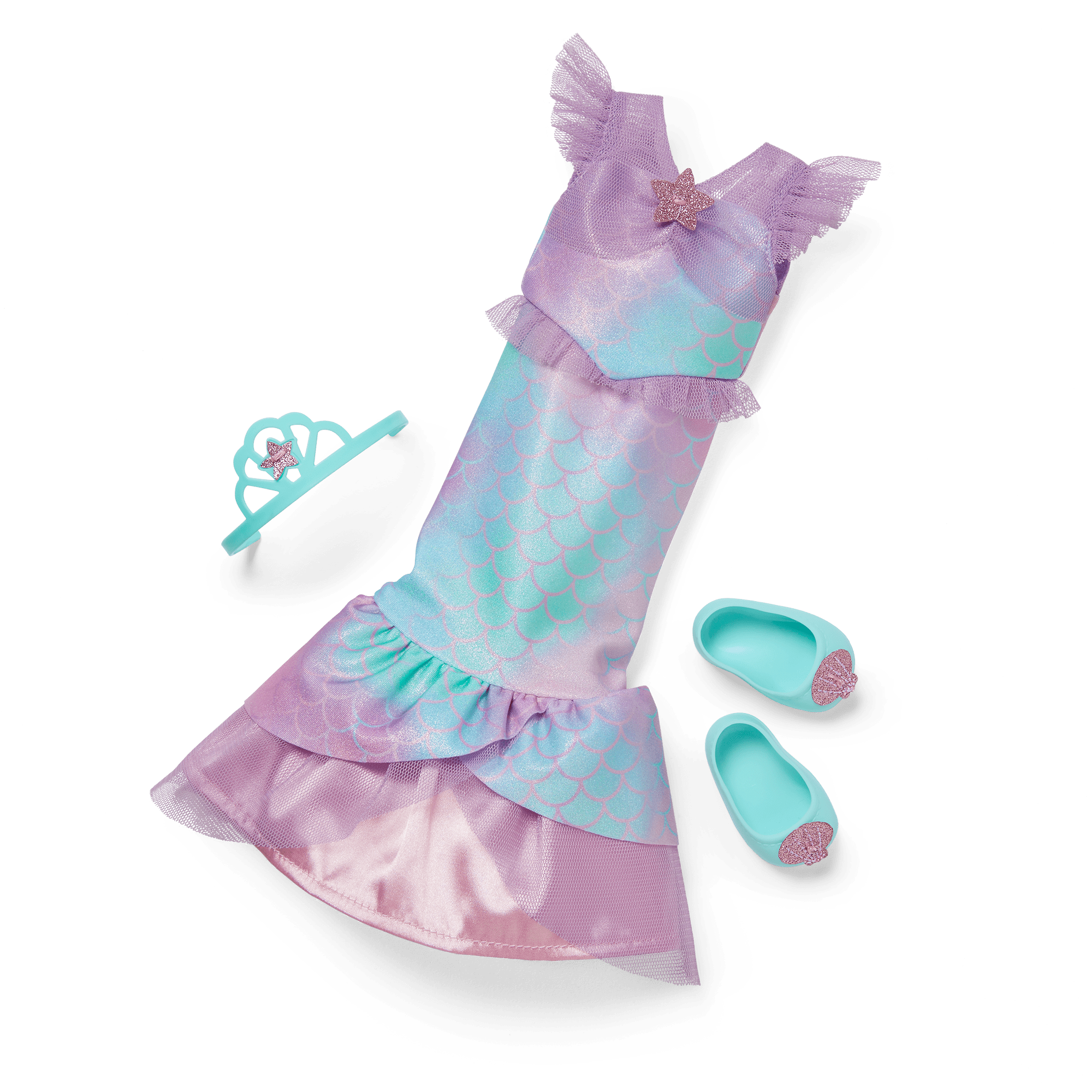 2-in-1 Sparkly Mermaid Dress for Dolls | WellieWishers Outfit