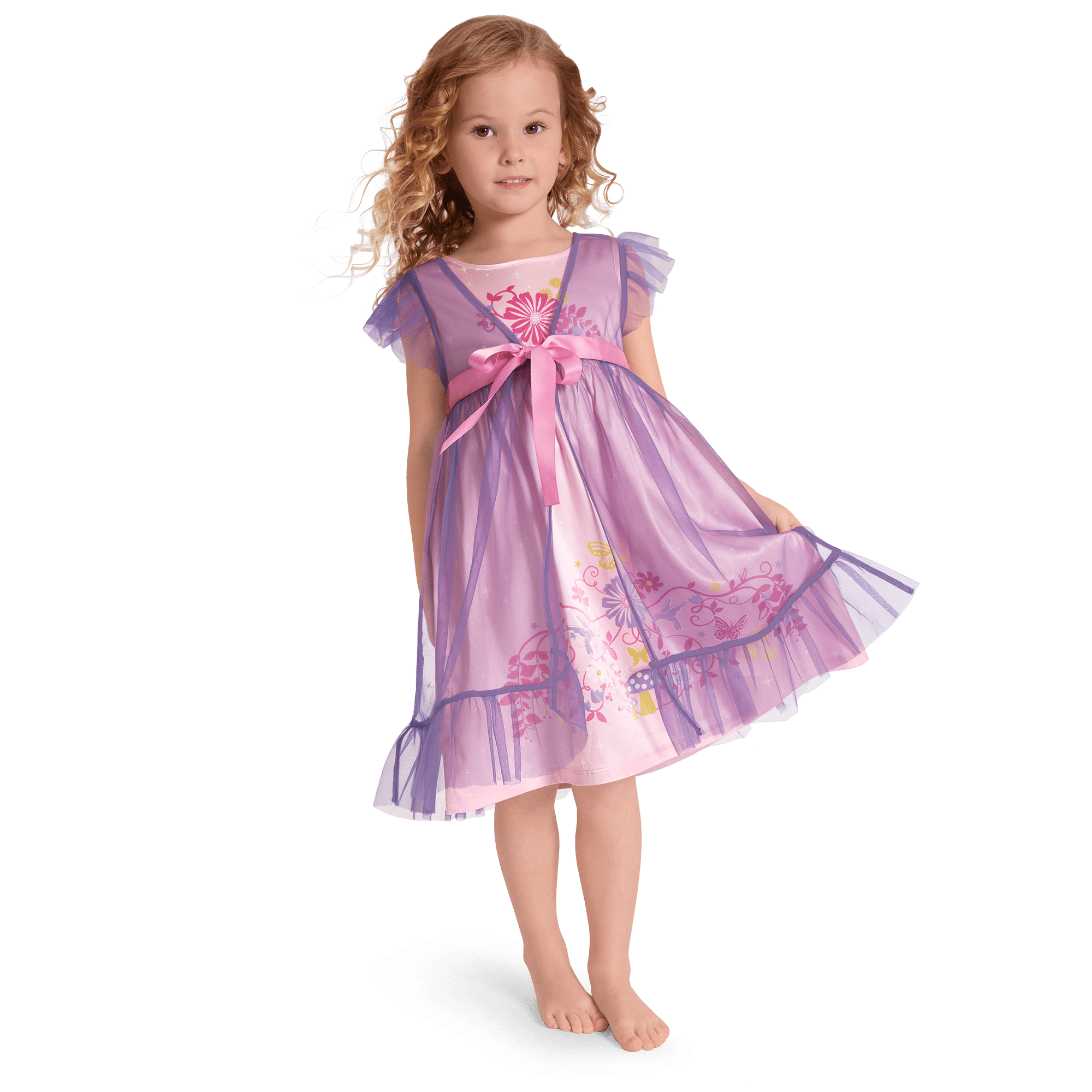 Pink Satin Nightie & Sheer Robe Set for Girls | Royal Ruffles