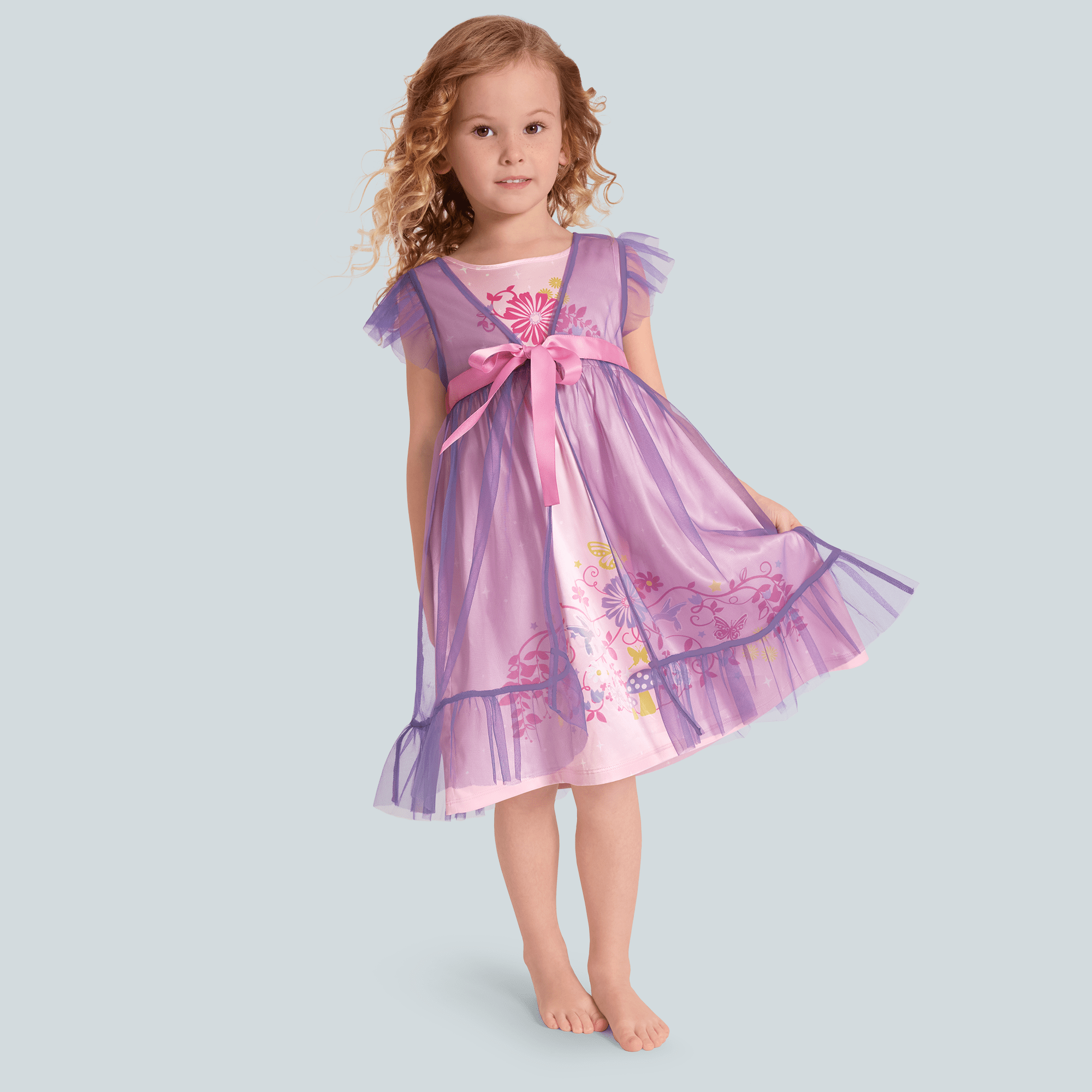 Pink Satin Nightie & Sheer Robe Set for Girls | Royal Ruffles