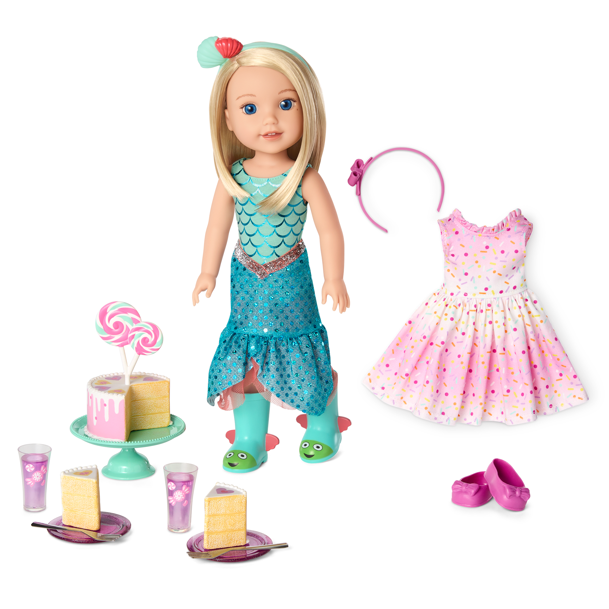 Mermaid-Inspired Doll Set with Party Accessories | WellieWishers™