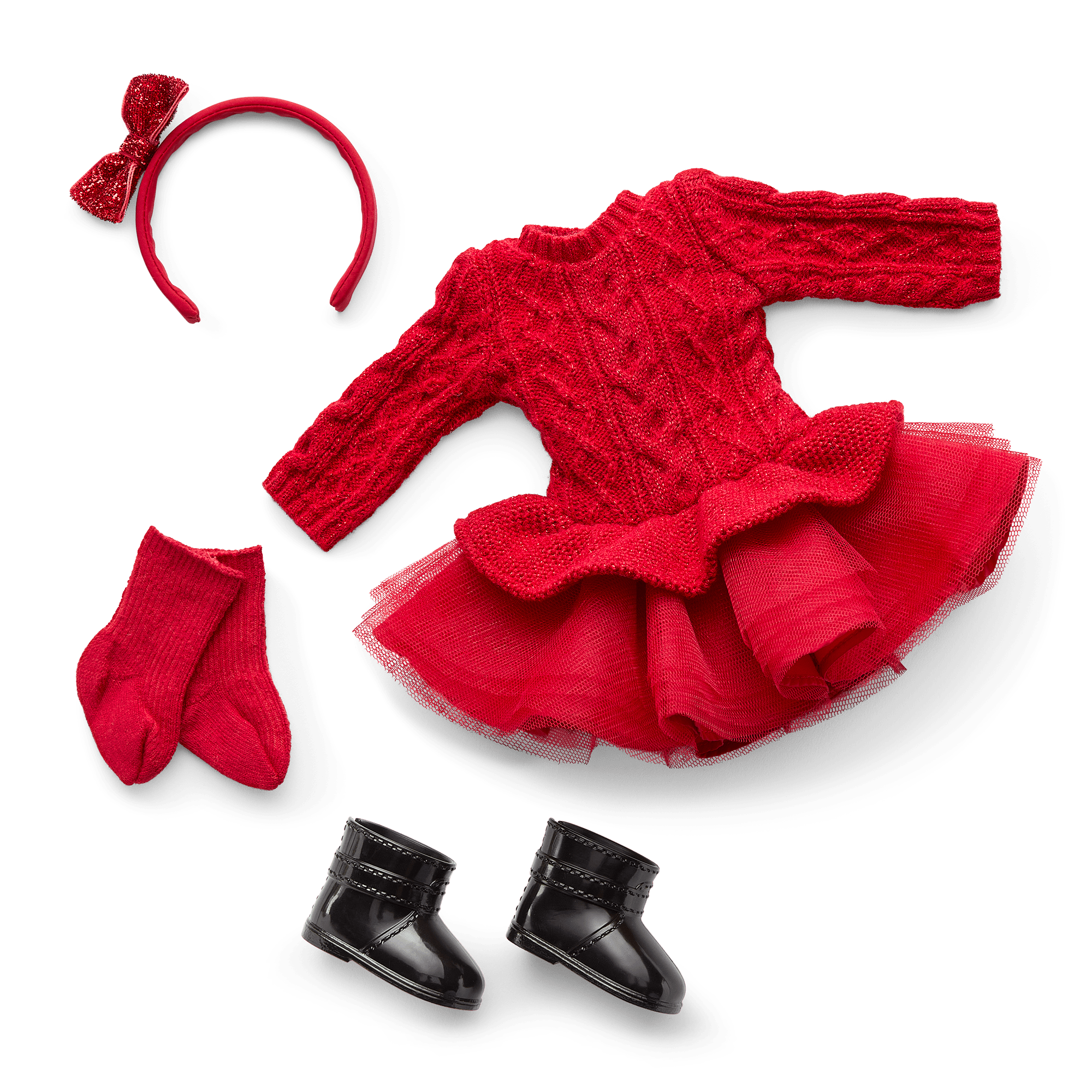Crimson Sparkle Sweater Dress for Girls with Tulle Skirt | WellieWishers
