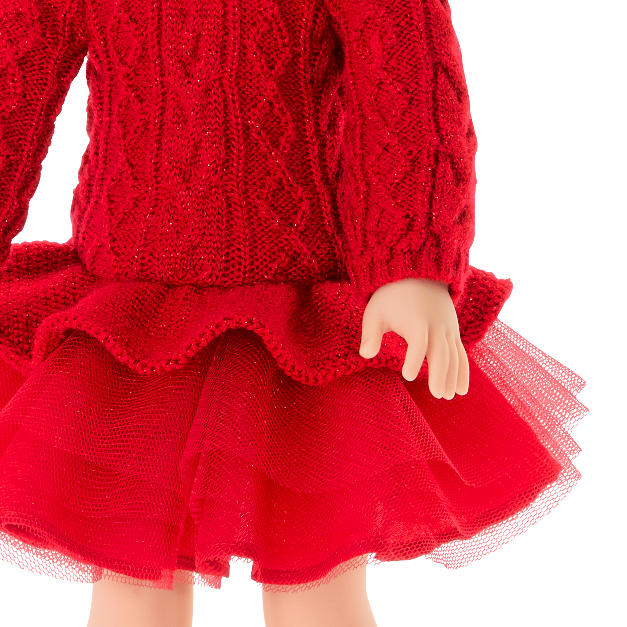 Crimson Sparkle Sweater Dress for Girls with Tulle Skirt | WellieWishers