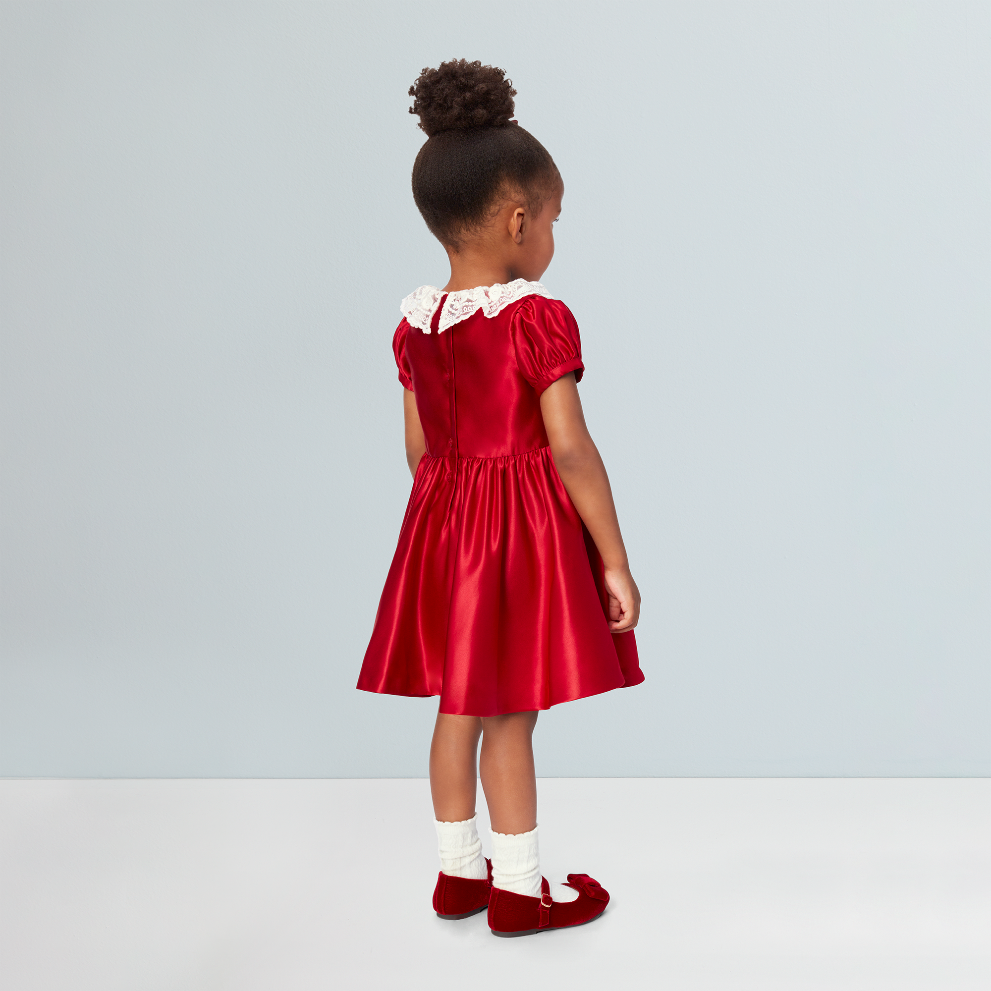 Red Party Dress for Girls with Lace Collar & Bow | American Girl x Janie and Jack