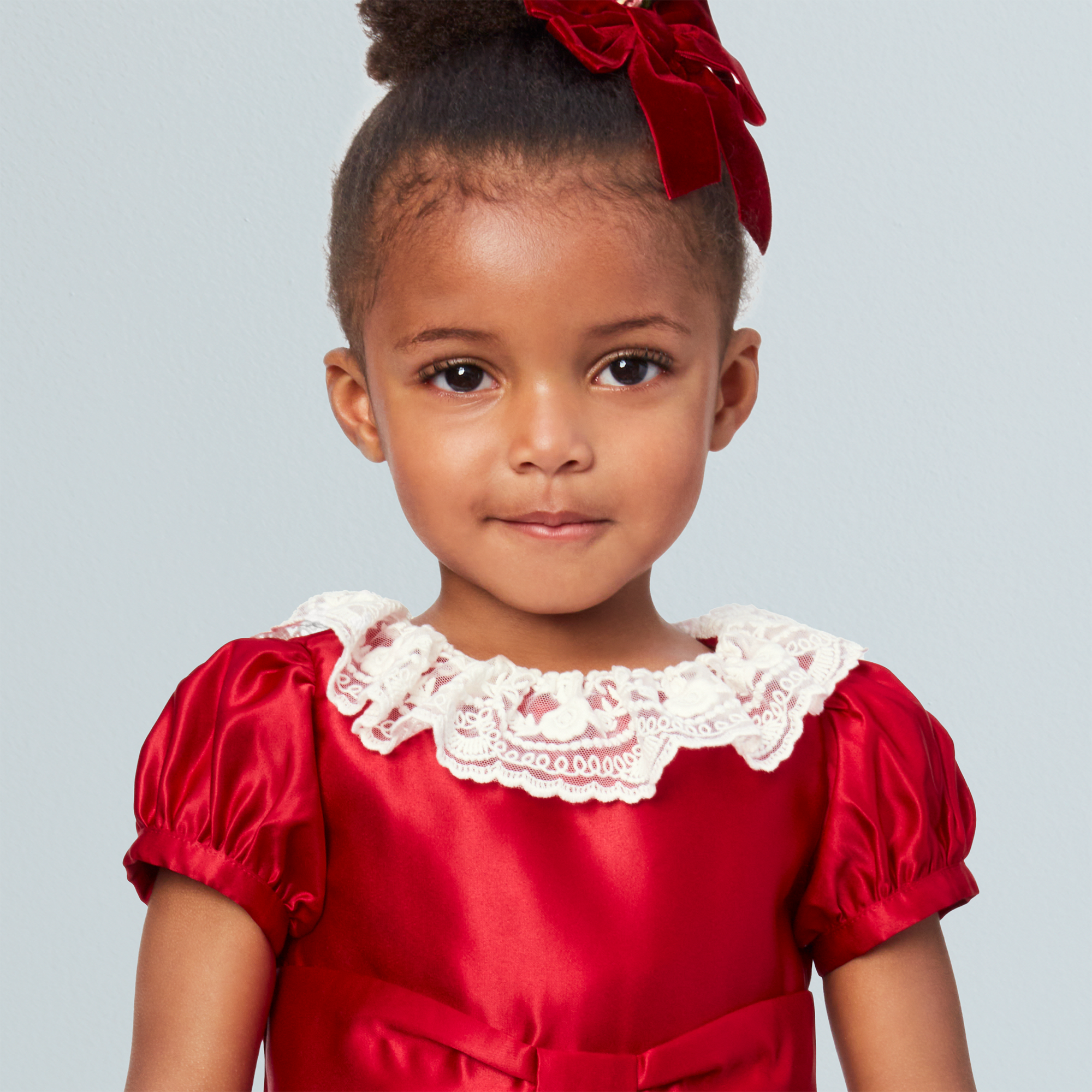 Red Party Dress for Girls with Lace Collar & Bow | American Girl x Janie and Jack