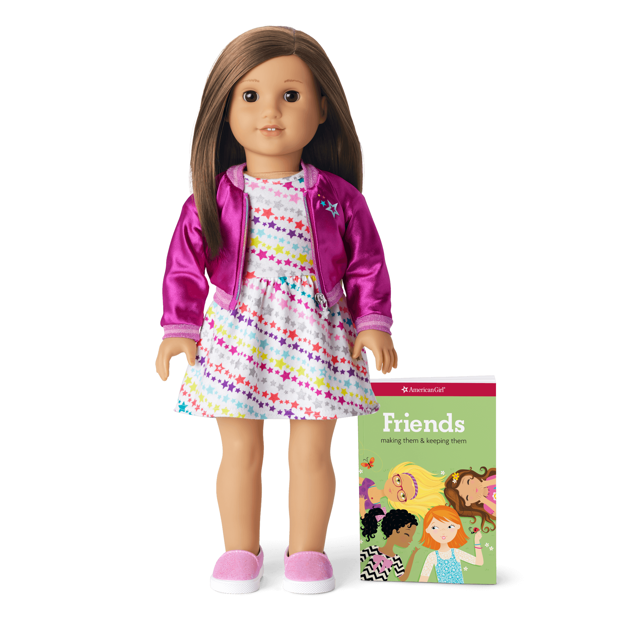 Truly Me Doll #68 with Layered Brown Hair & Star-Print Dress | 18\" Doll