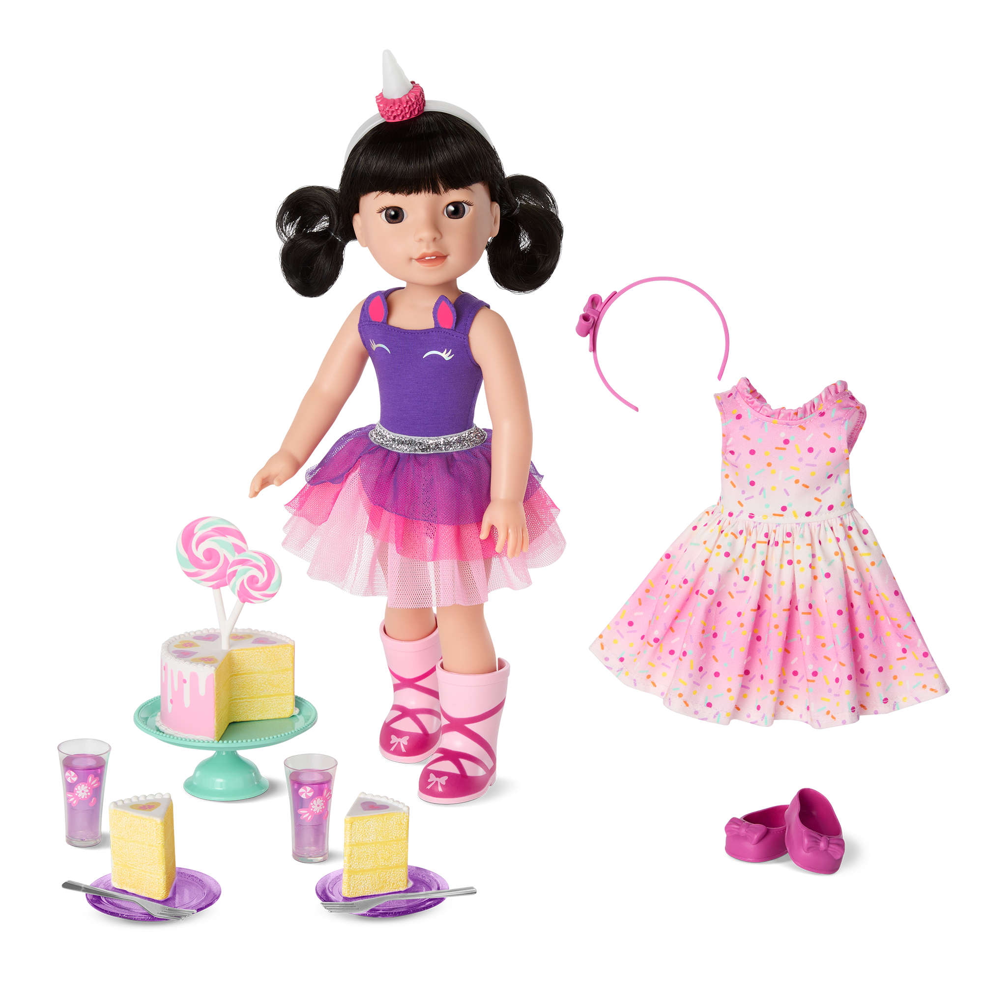 Unicorn Party Doll Set with Cake & Accessories | WellieWishers™